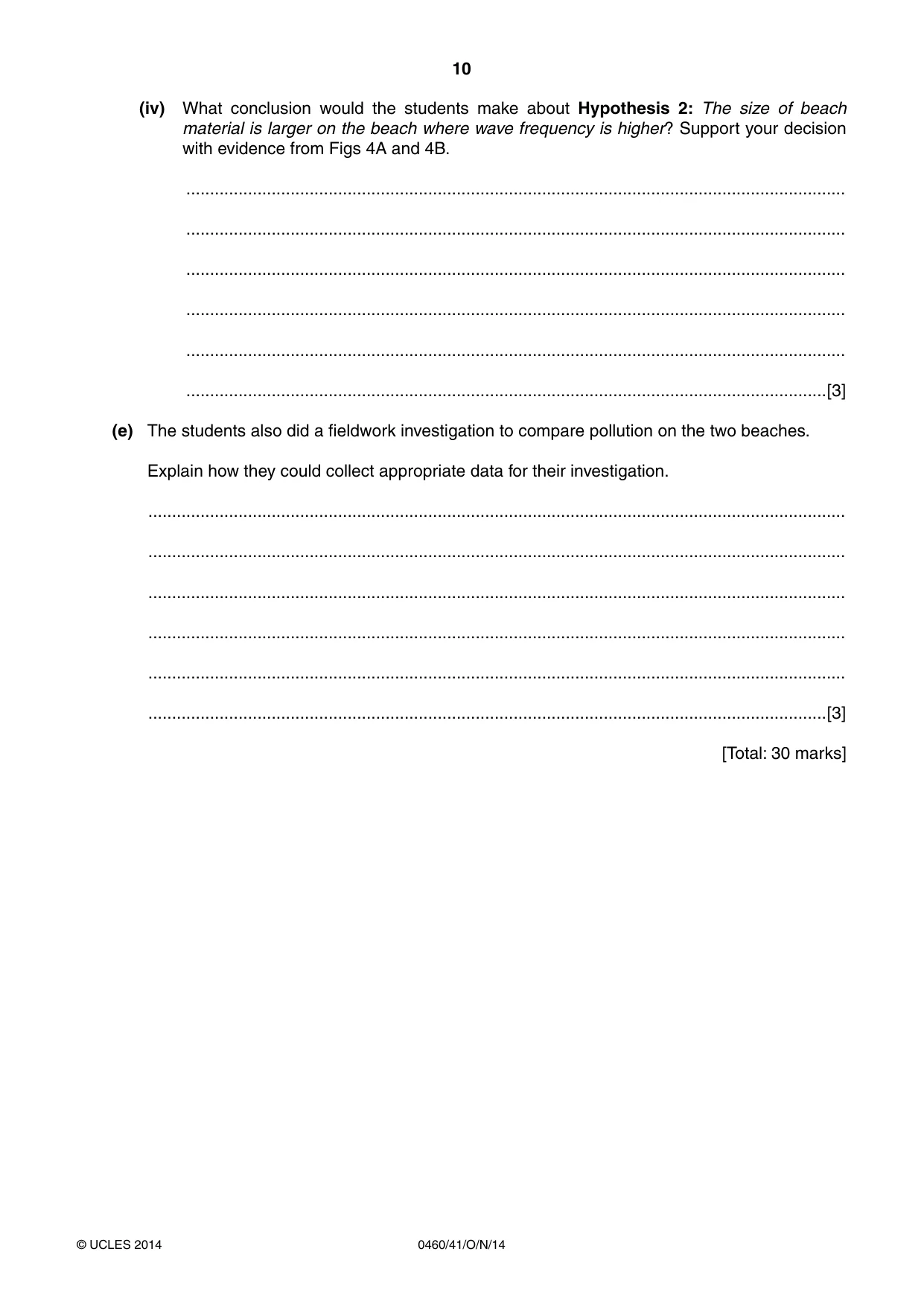 Cambridge IGCSE Geography 0460 2014 Oct/Nov Paper 4 · Variant 1 question paper, page 10 of 16
