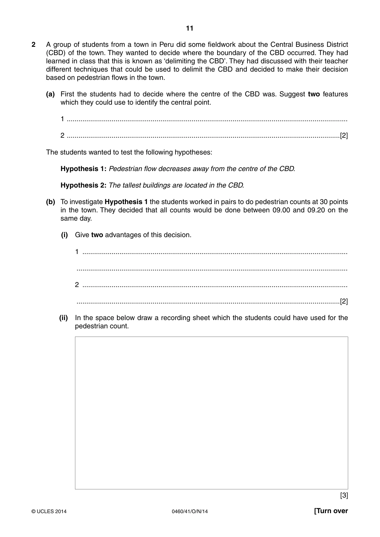 Cambridge IGCSE Geography 0460 2014 Oct/Nov Paper 4 · Variant 1 question paper, page 11 of 16