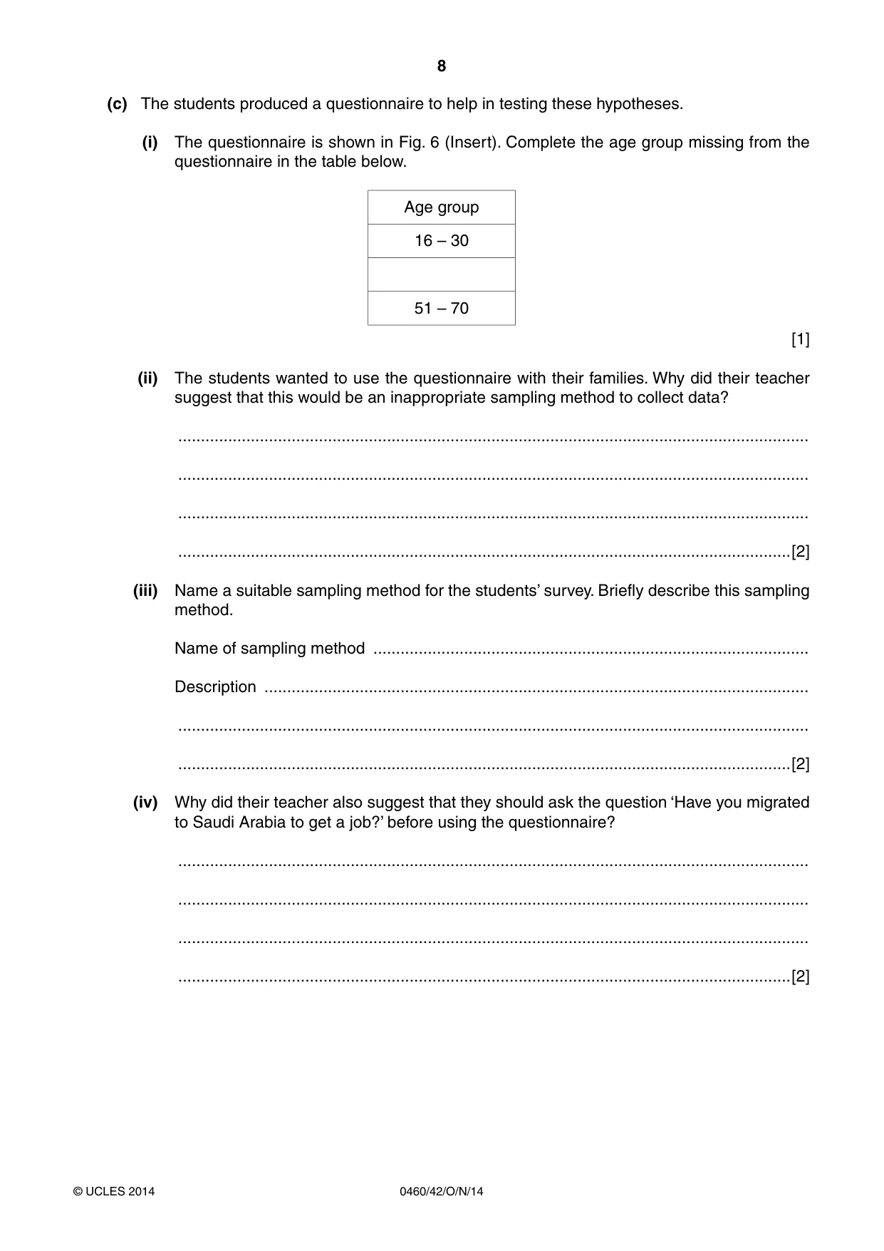 Cambridge IGCSE Geography 0460 2014 Oct/Nov Paper 4 · Variant 2 question paper, page 8 of 12