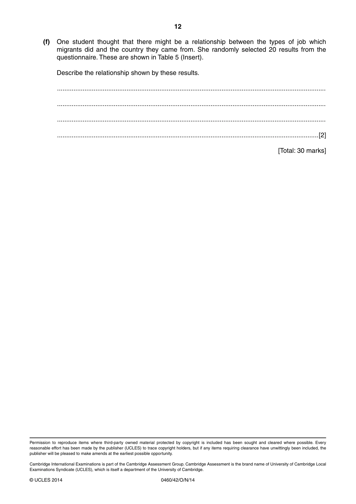 Cambridge IGCSE Geography 0460 2014 Oct/Nov Paper 4 · Variant 2 question paper, page 12 of 12