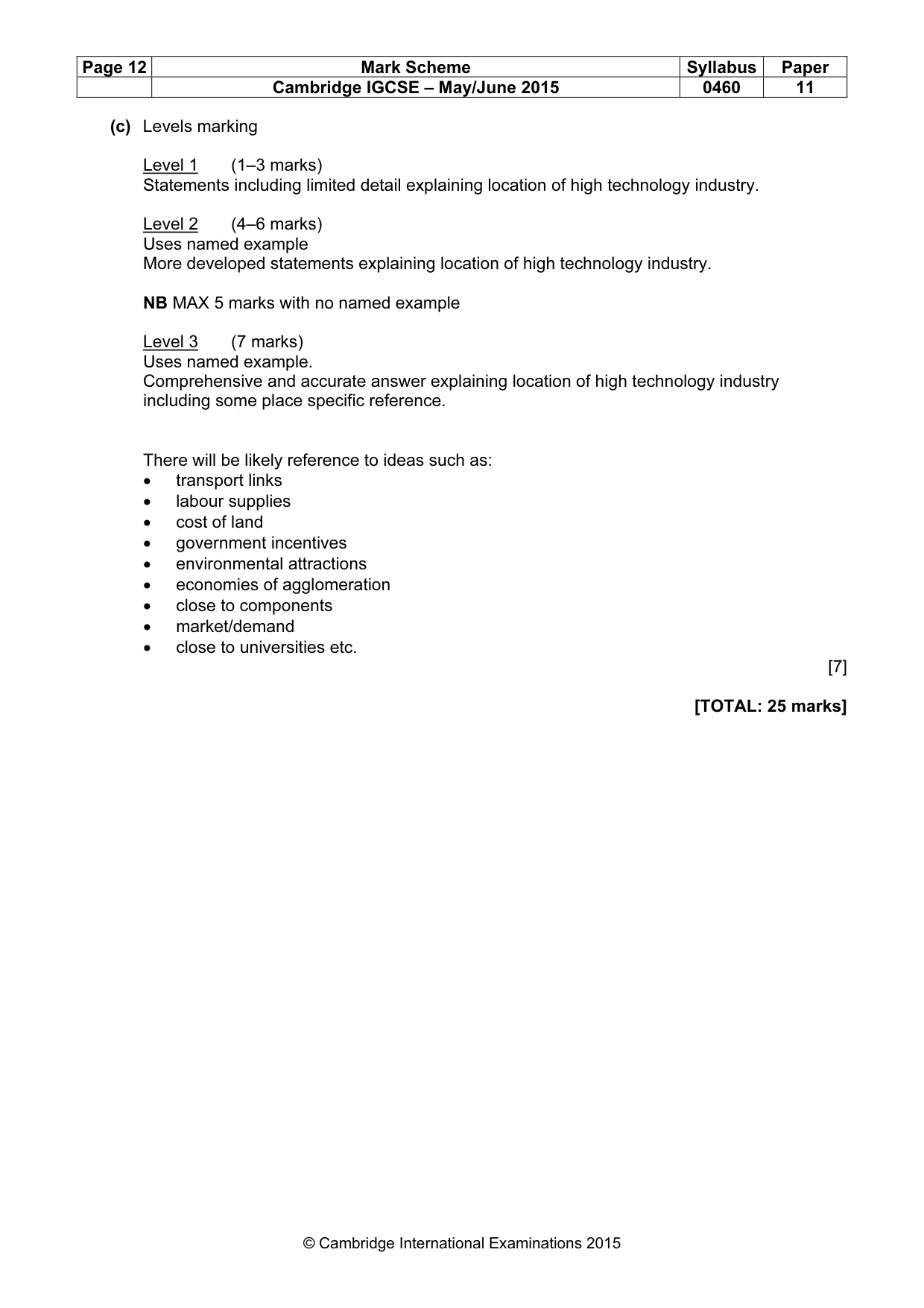 Mark scheme, page 12 of 14