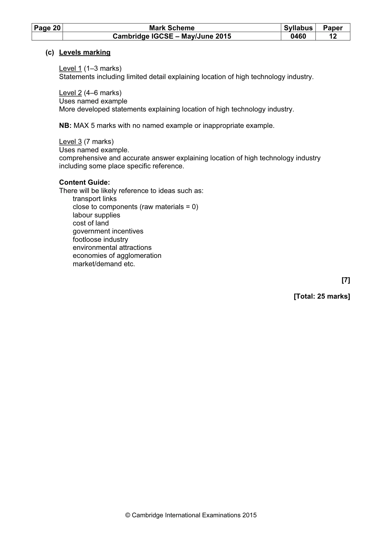 Mark scheme, page 20 of 22