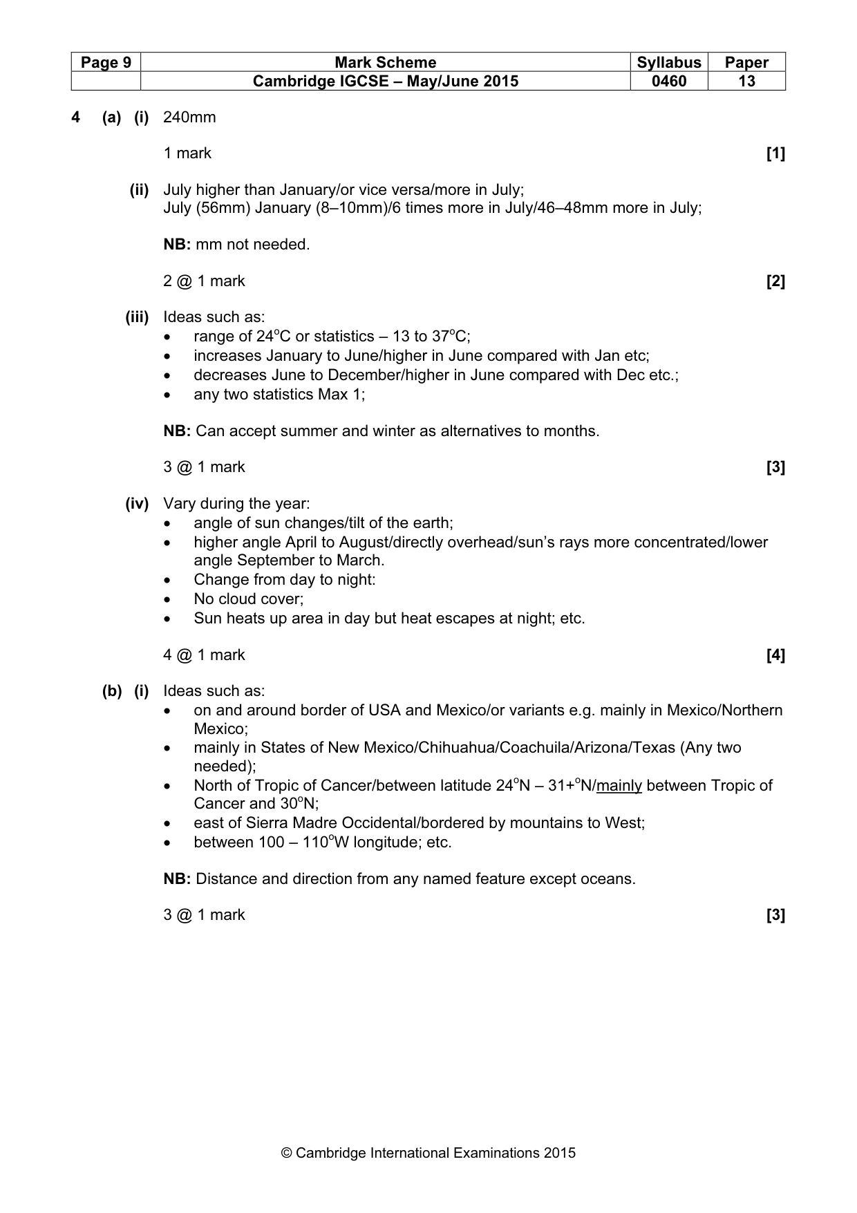 Mark scheme, page 9 of 15