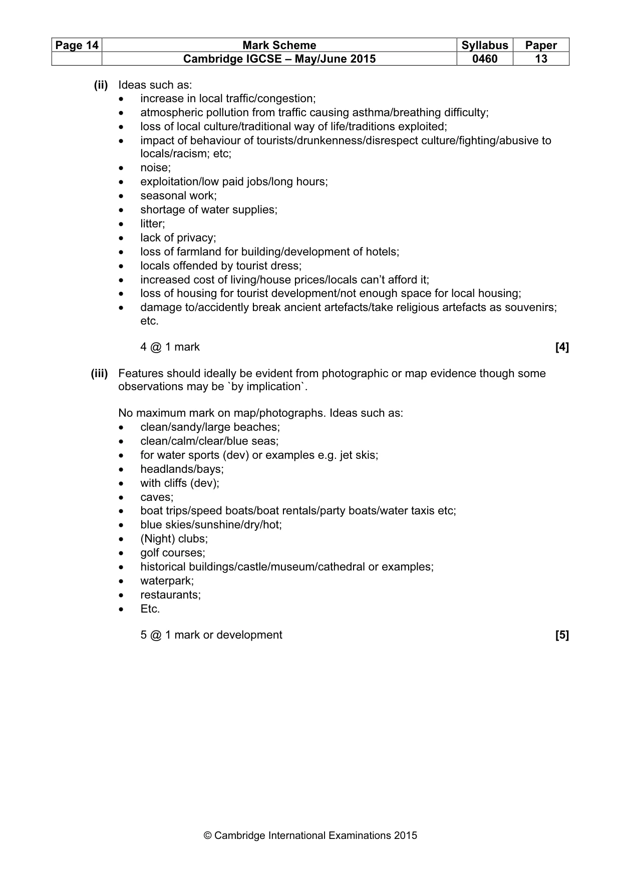 Mark scheme, page 14 of 15