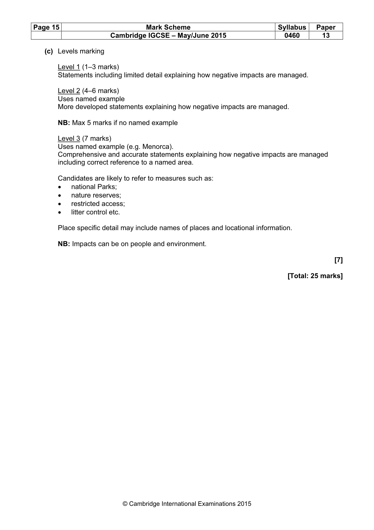 Mark scheme, page 15 of 15