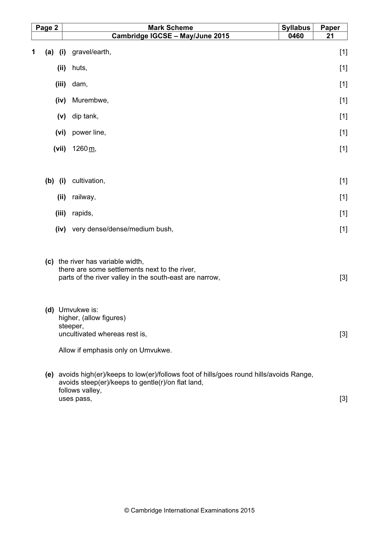 Mark scheme, page 2 of 5
