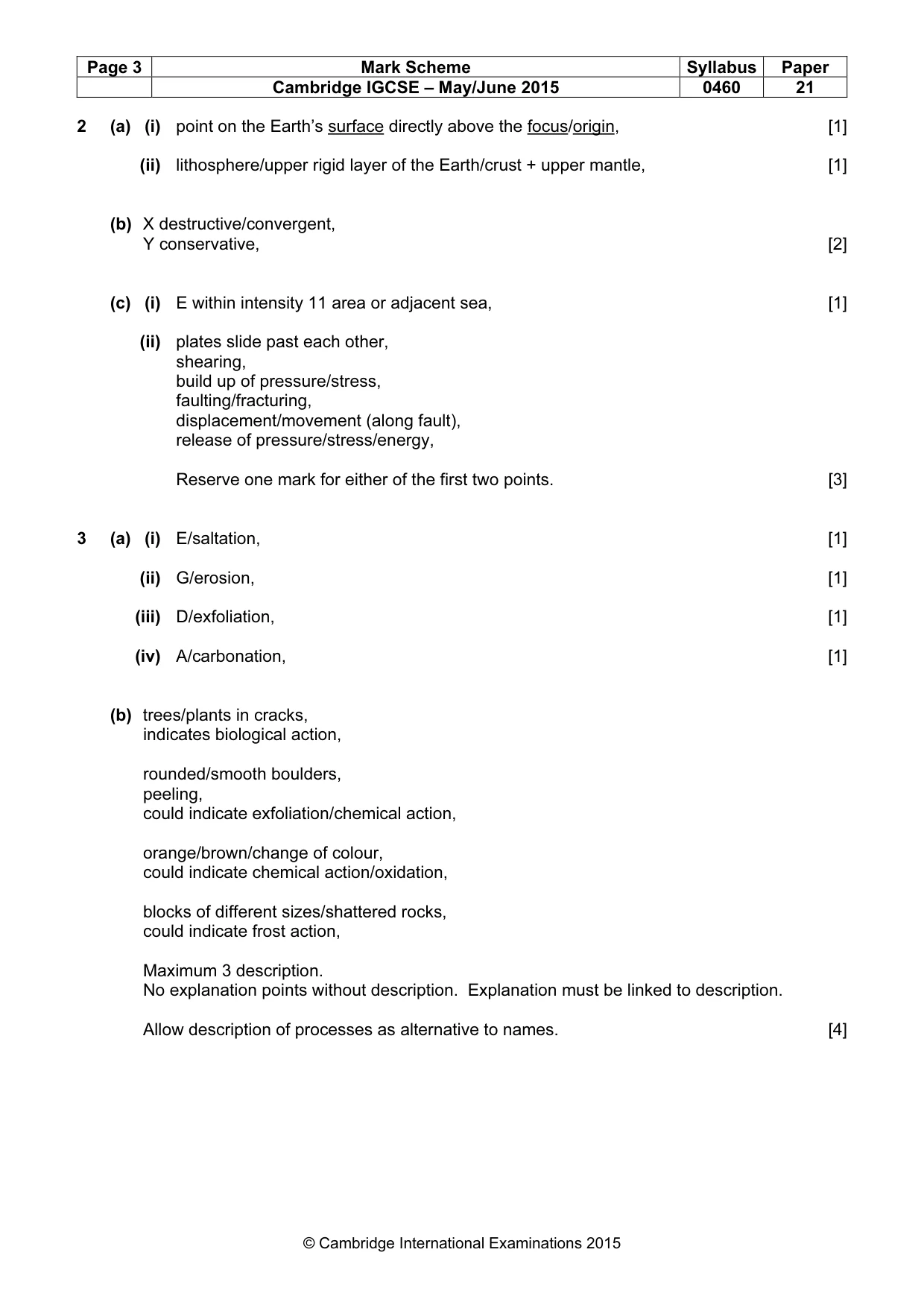 Mark scheme, page 3 of 5