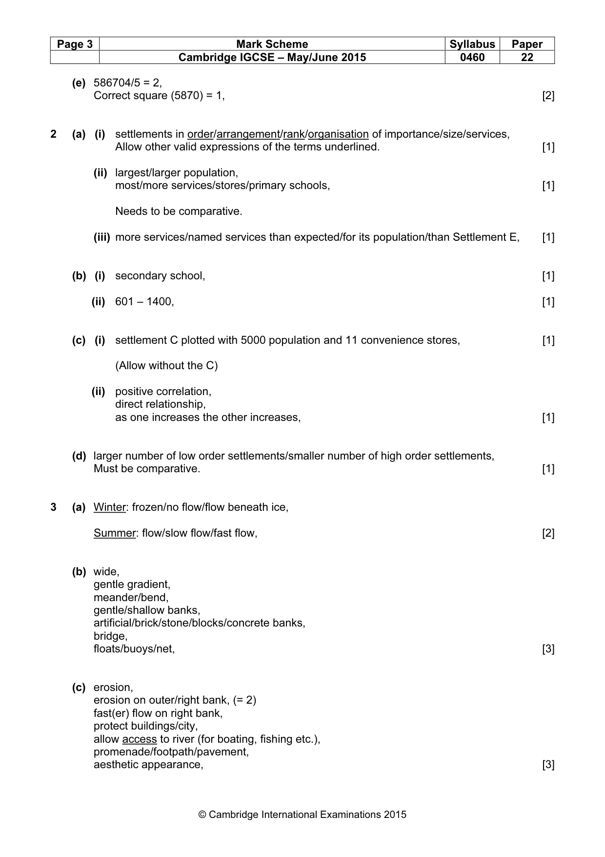 Mark scheme, page 3 of 5