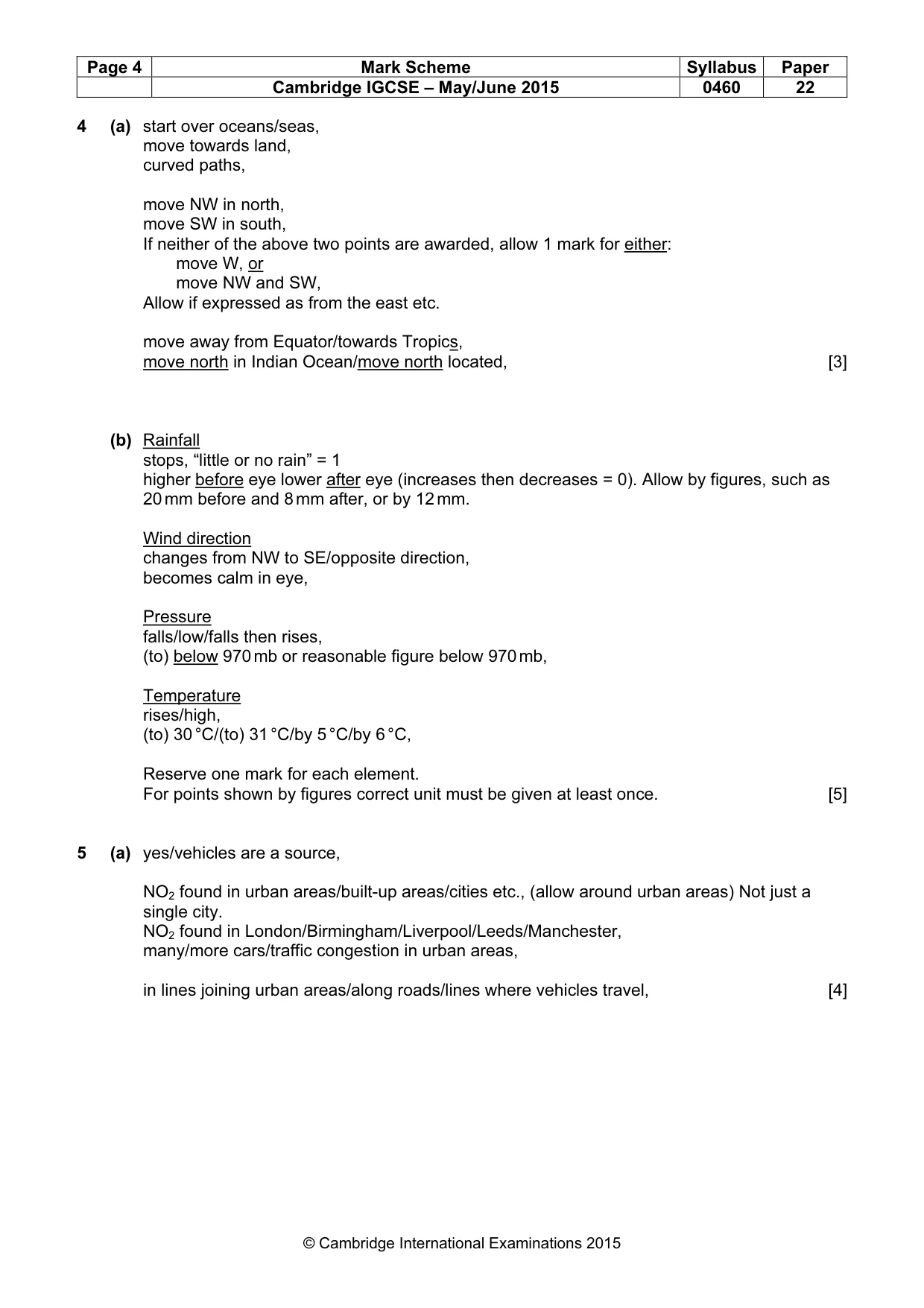 Mark scheme, page 4 of 5
