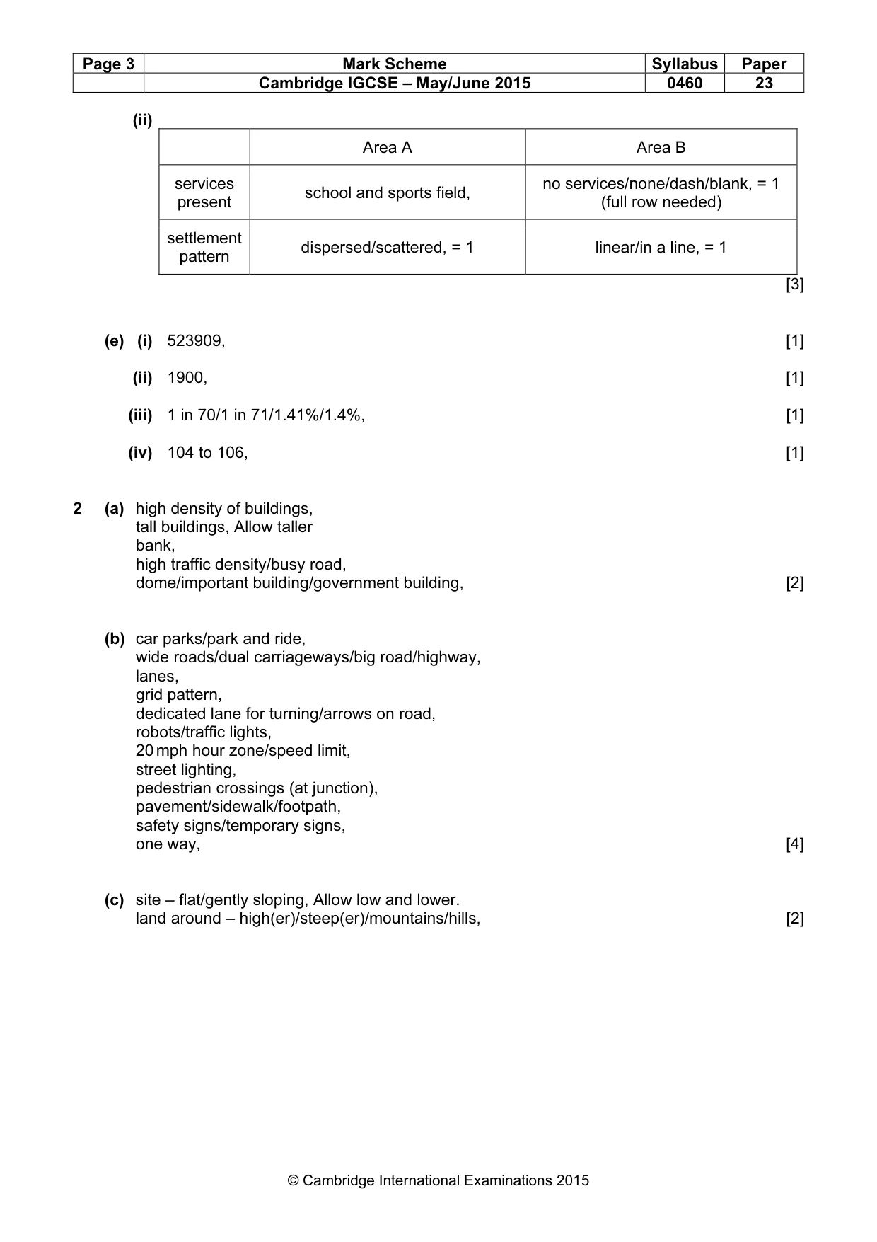 Mark scheme, page 3 of 5