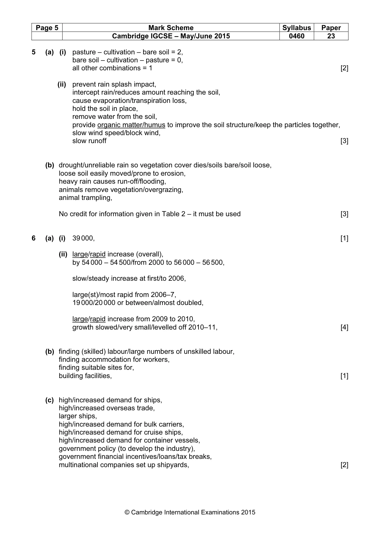 Mark scheme, page 5 of 5