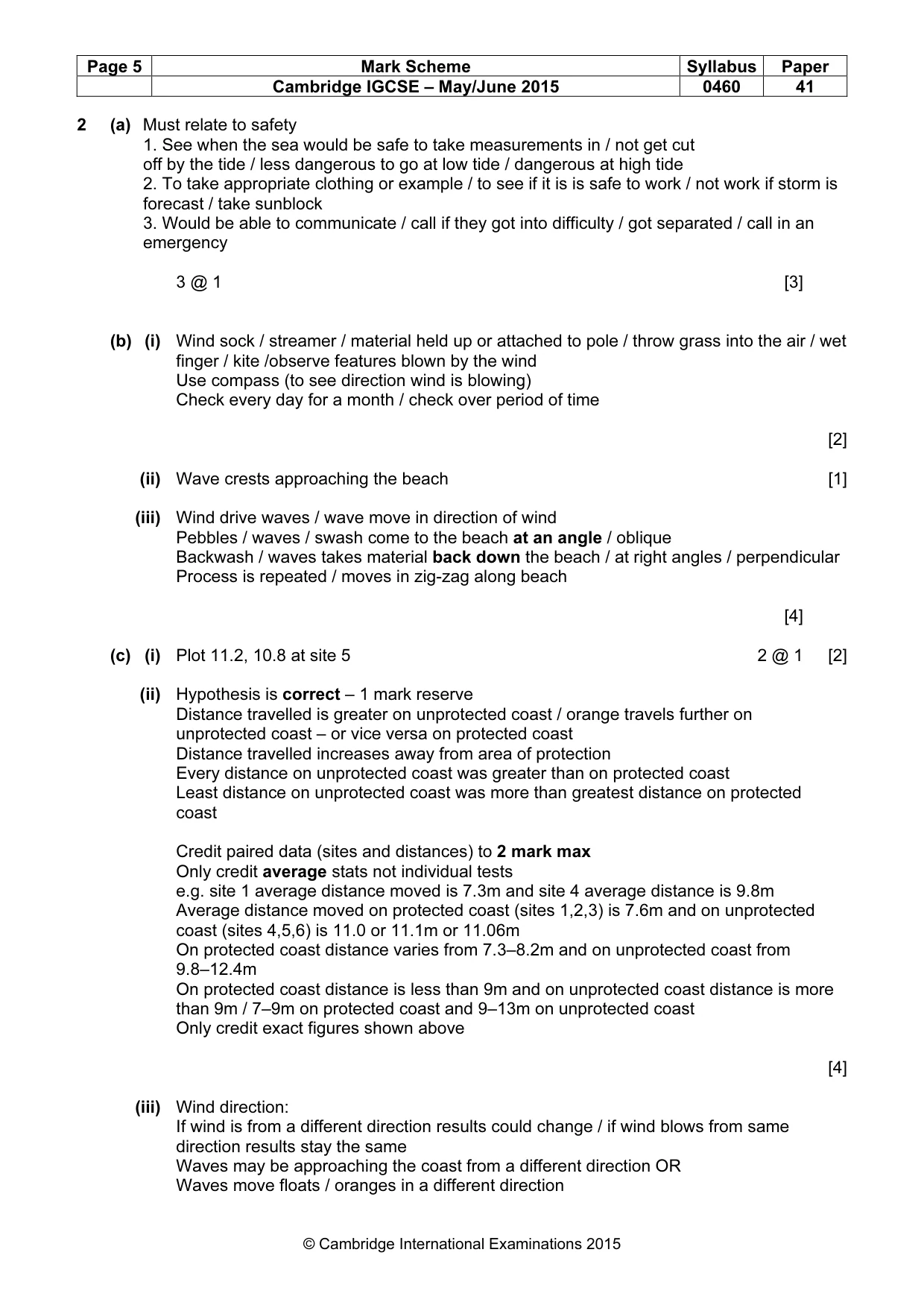Mark scheme, page 5 of 6