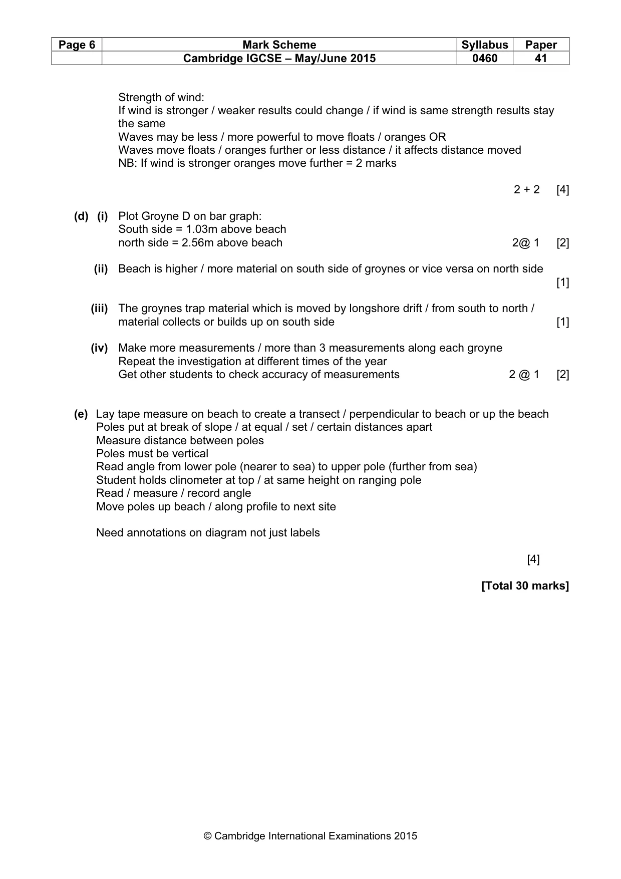 Mark scheme, page 6 of 6
