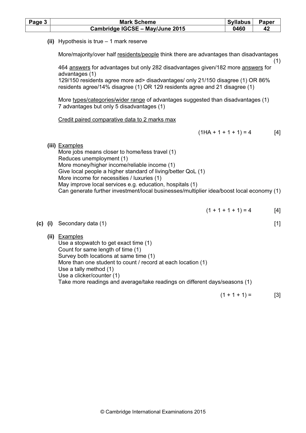 Mark scheme, page 3 of 7