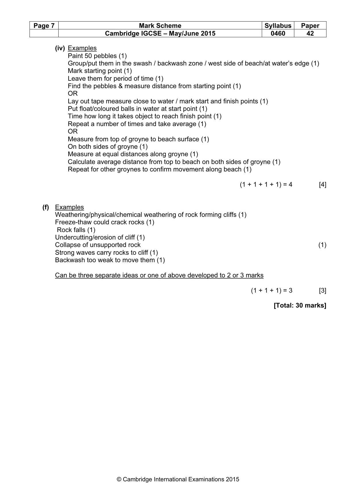 Mark scheme, page 7 of 7