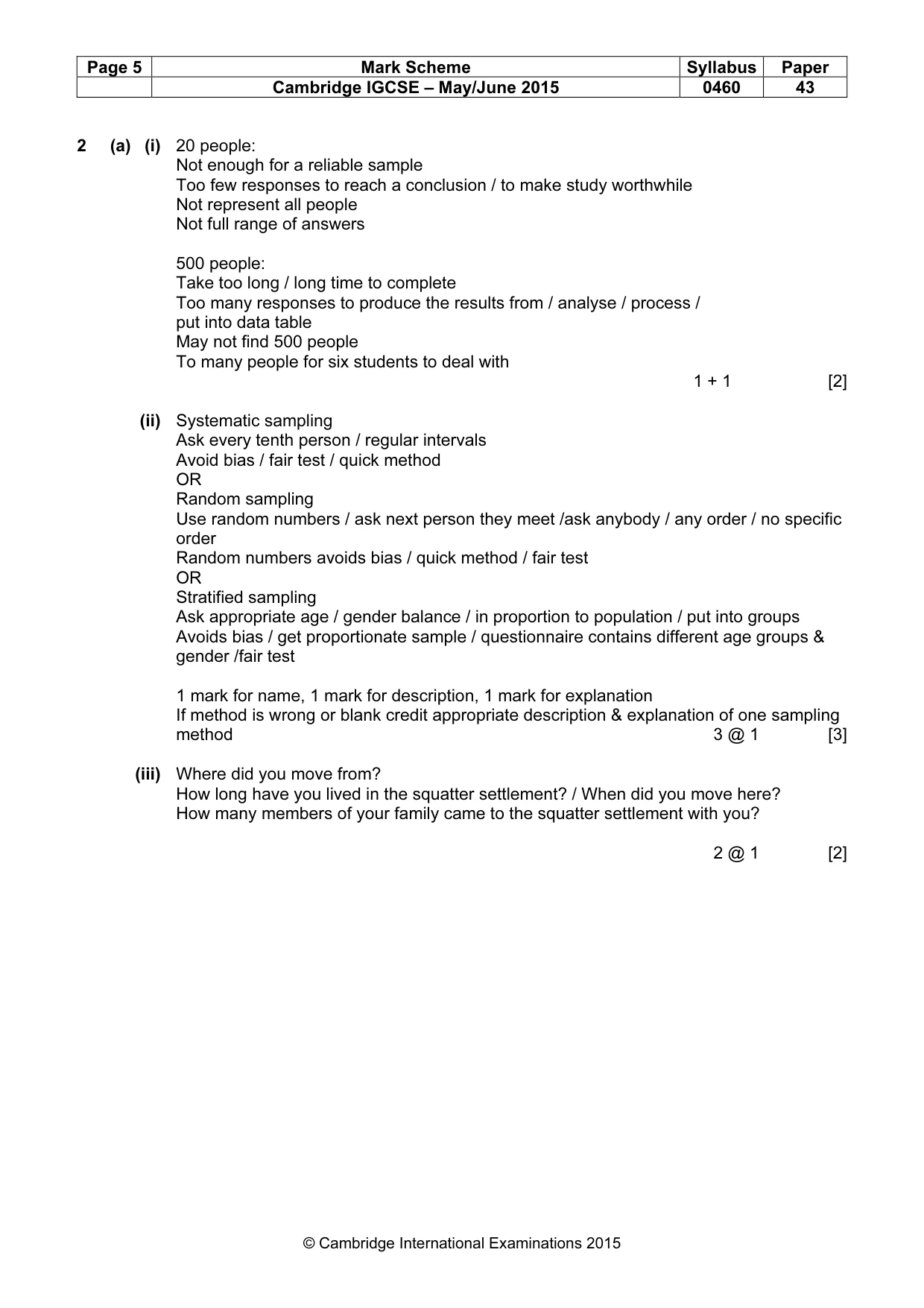 Mark scheme, page 5 of 7