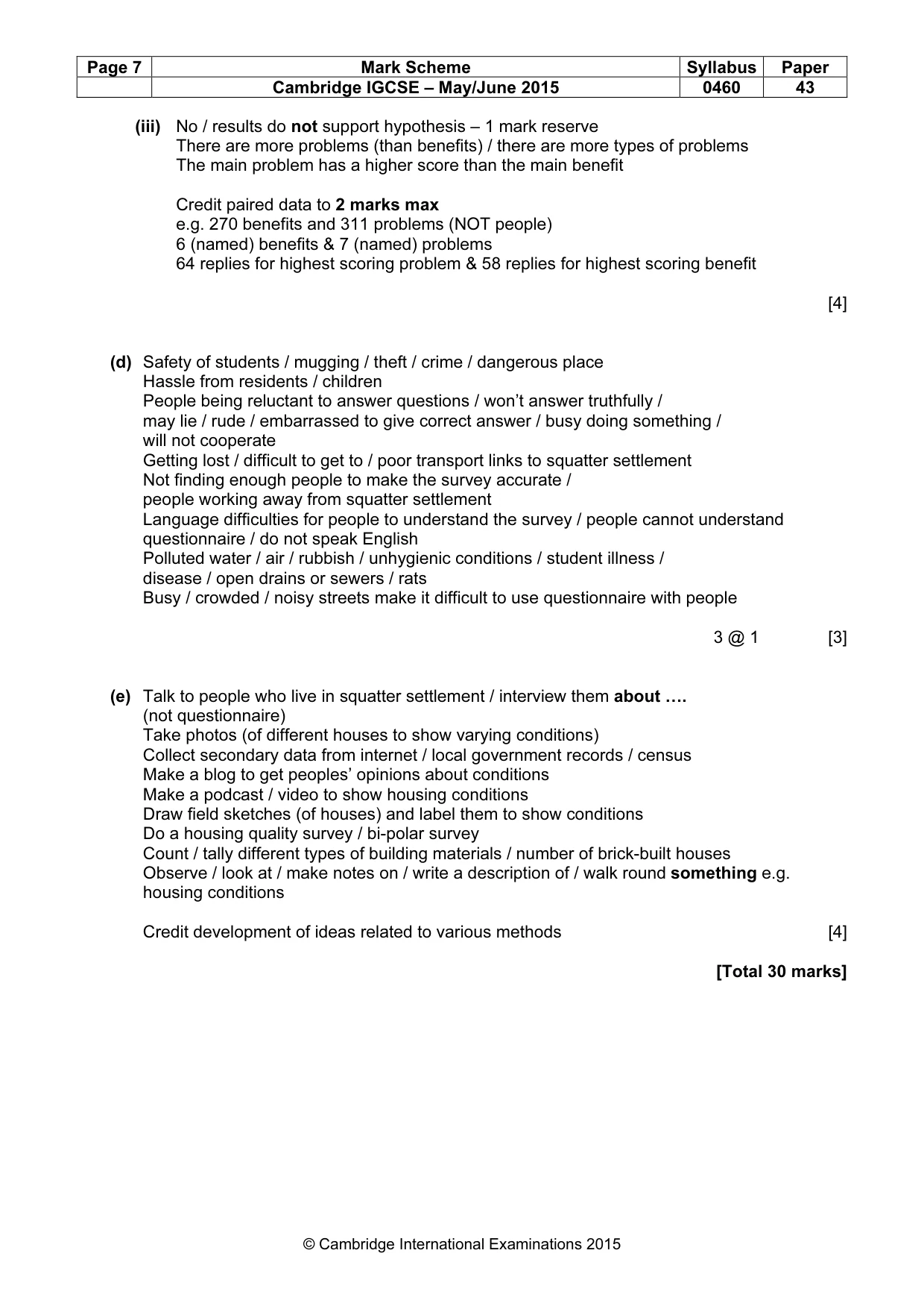 Mark scheme, page 7 of 7