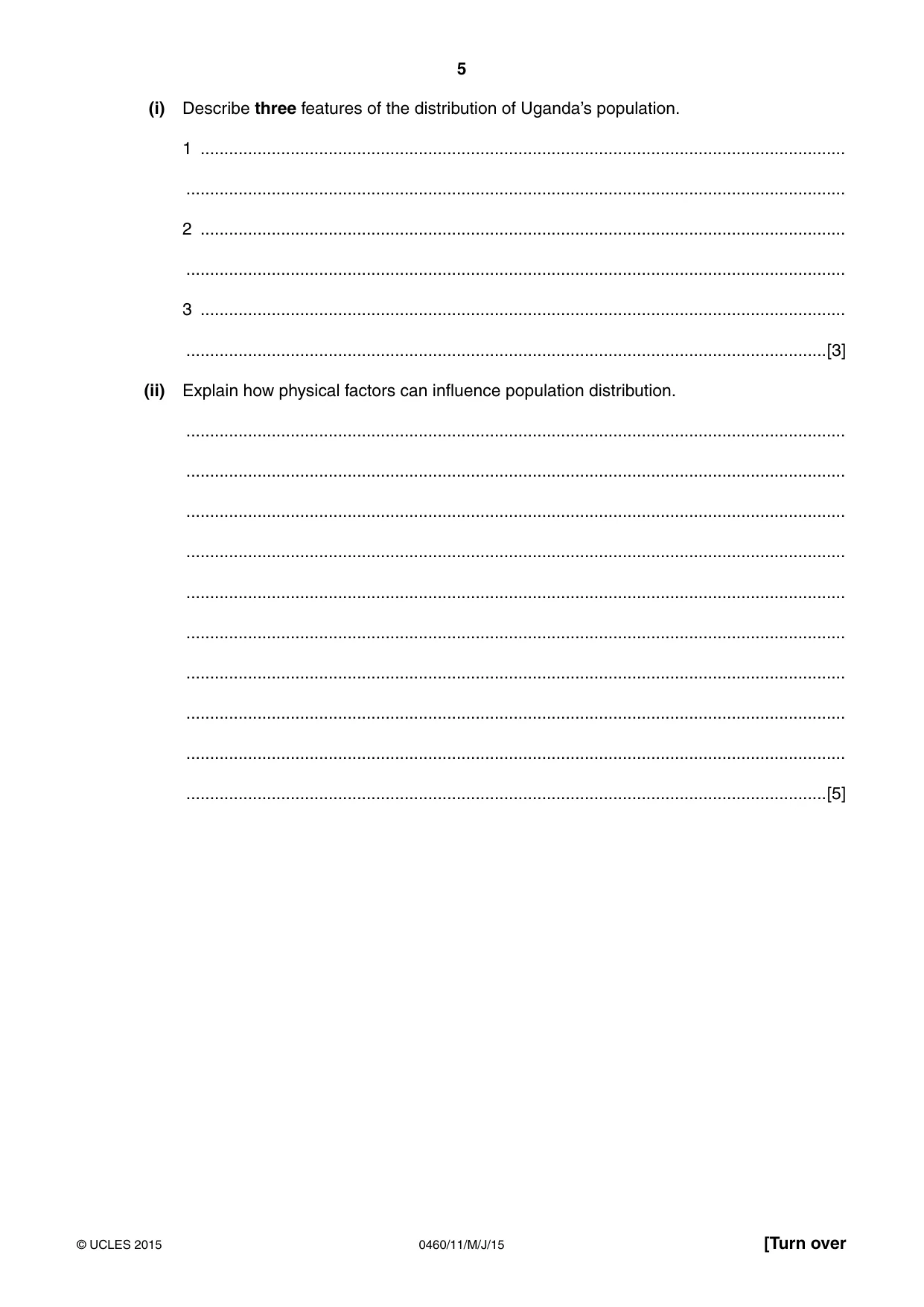 Cambridge IGCSE Geography 0460 2015 May/June Paper 1 · Variant 1 question paper, page 5 of 32