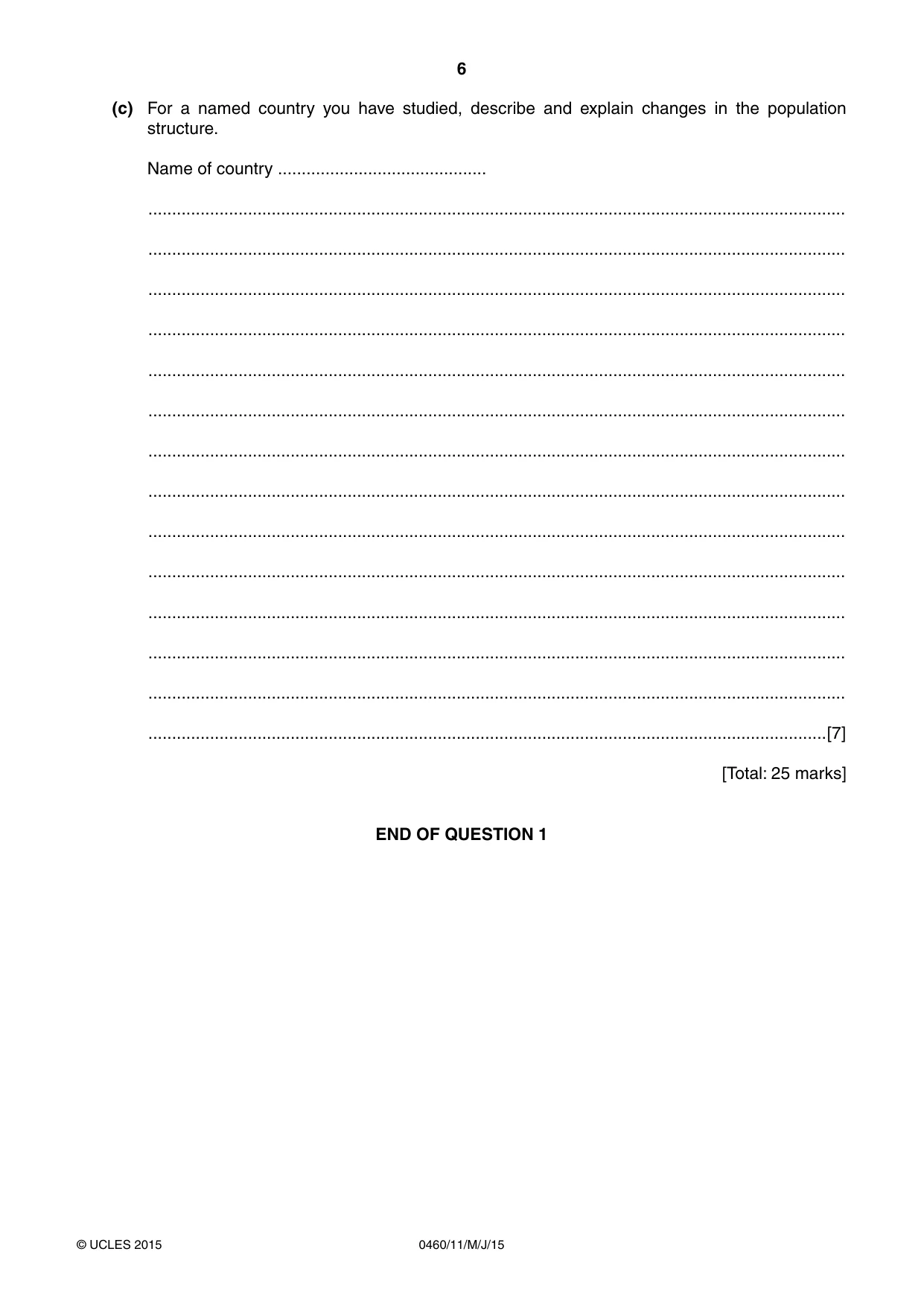 Cambridge IGCSE Geography 0460 2015 May/June Paper 1 · Variant 1 question paper, page 6 of 32
