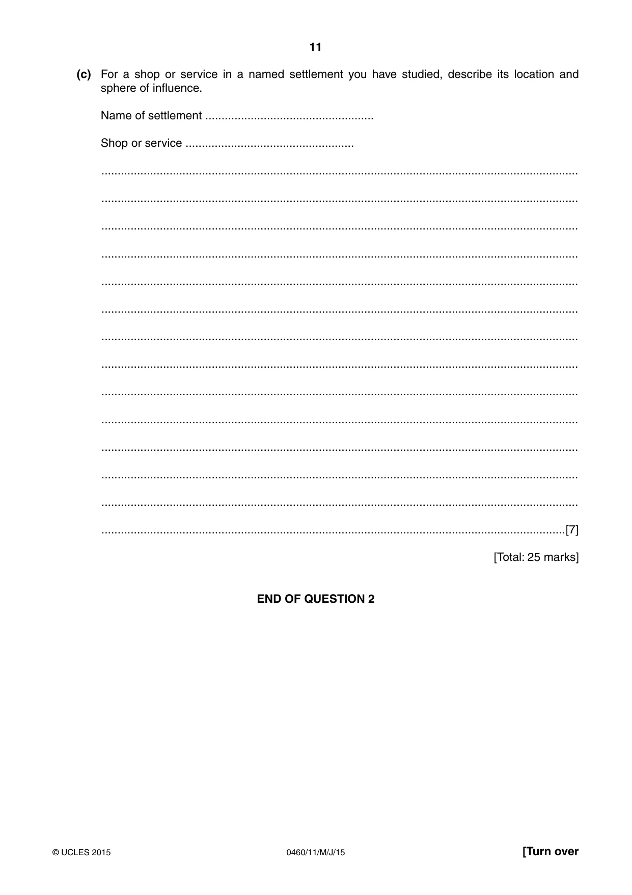 Cambridge IGCSE Geography 0460 2015 May/June Paper 1 · Variant 1 question paper, page 11 of 32
