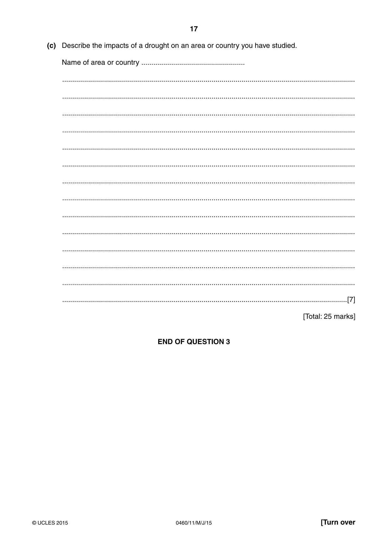Cambridge IGCSE Geography 0460 2015 May/June Paper 1 · Variant 1 question paper, page 17 of 32