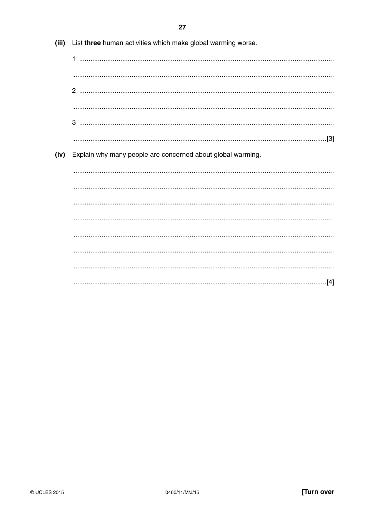 Cambridge IGCSE Geography 0460 2015 May/June Paper 1 · Variant 1 question paper, page 27 of 32