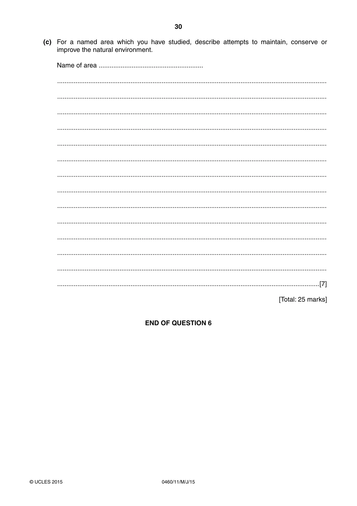 Cambridge IGCSE Geography 0460 2015 May/June Paper 1 · Variant 1 question paper, page 30 of 32