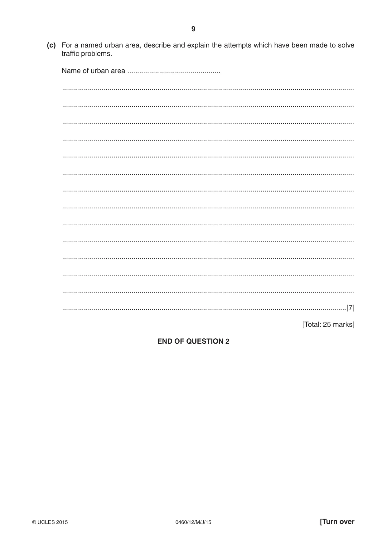 Cambridge IGCSE Geography 0460 2015 May/June Paper 1 · Variant 2 question paper, page 9 of 28