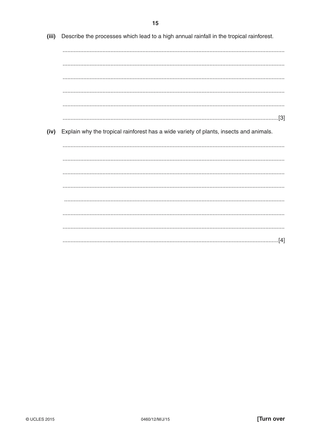 Cambridge IGCSE Geography 0460 2015 May/June Paper 1 · Variant 2 question paper, page 15 of 28
