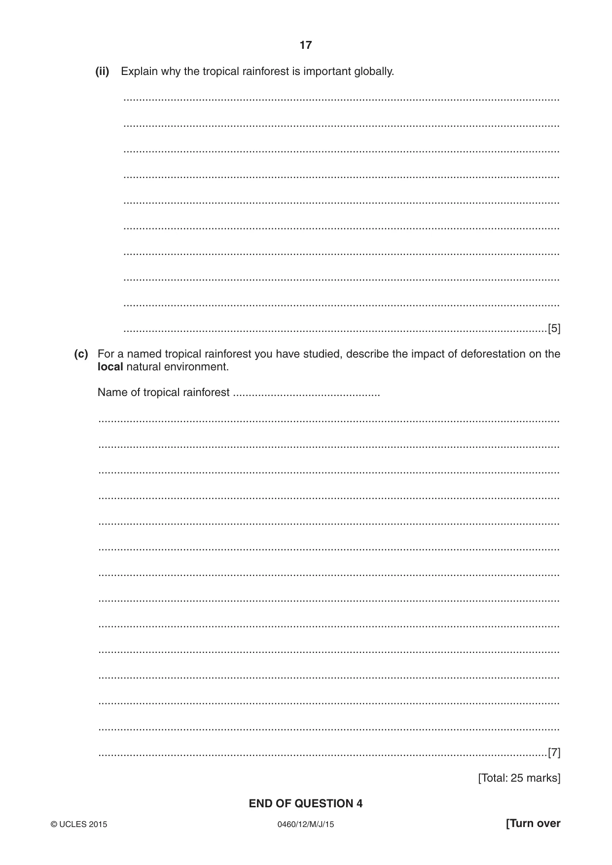Cambridge IGCSE Geography 0460 2015 May/June Paper 1 · Variant 2 question paper, page 17 of 28