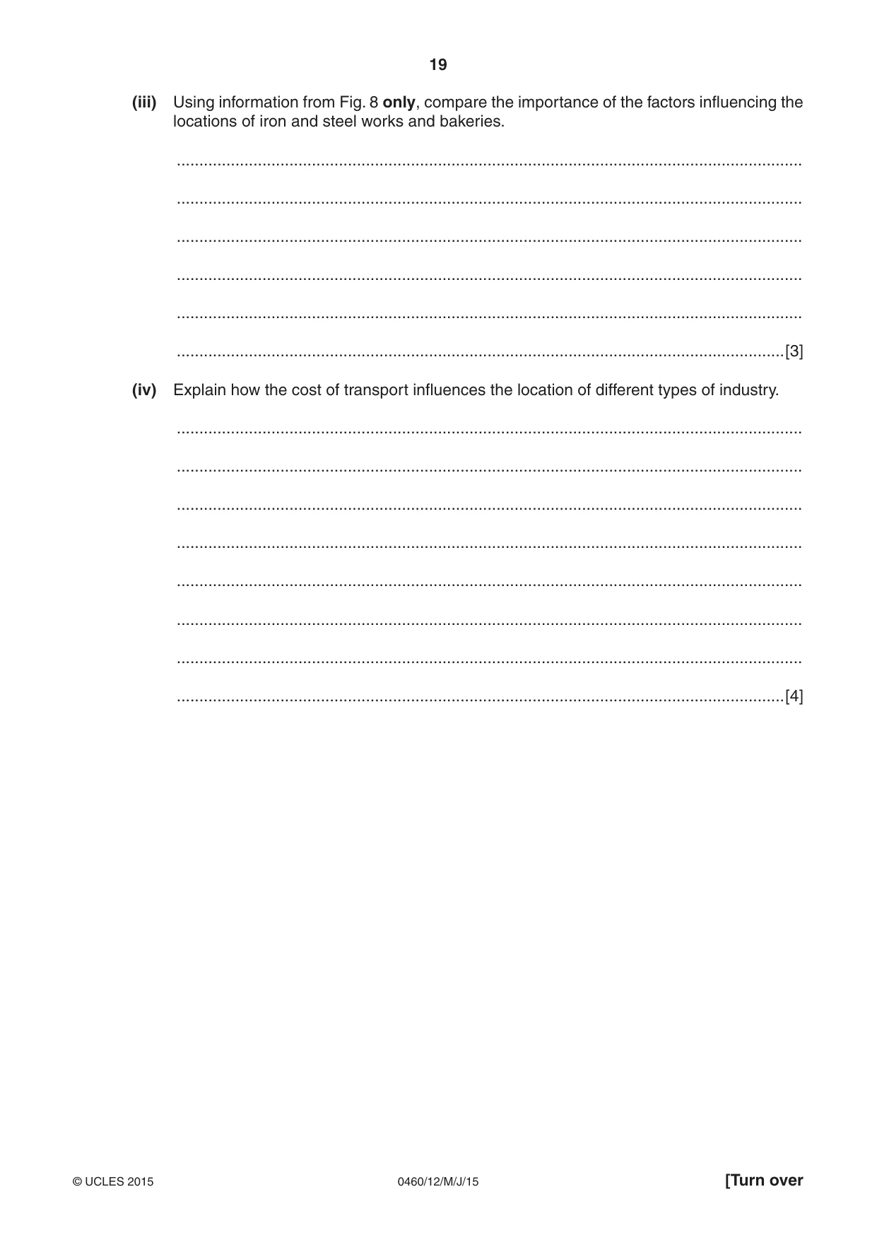 Cambridge IGCSE Geography 0460 2015 May/June Paper 1 · Variant 2 question paper, page 19 of 28