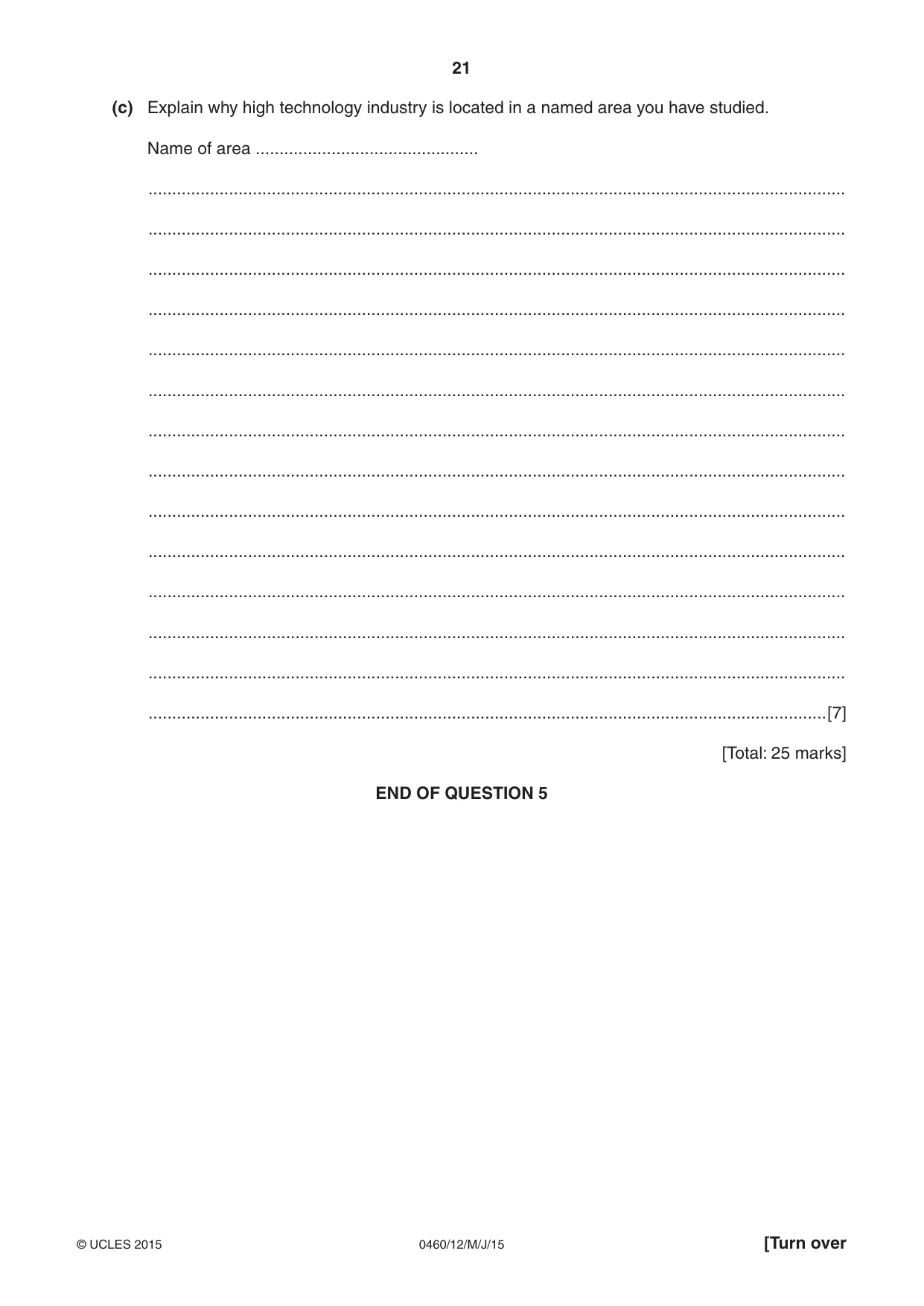 Cambridge IGCSE Geography 0460 2015 May/June Paper 1 · Variant 2 question paper, page 21 of 28