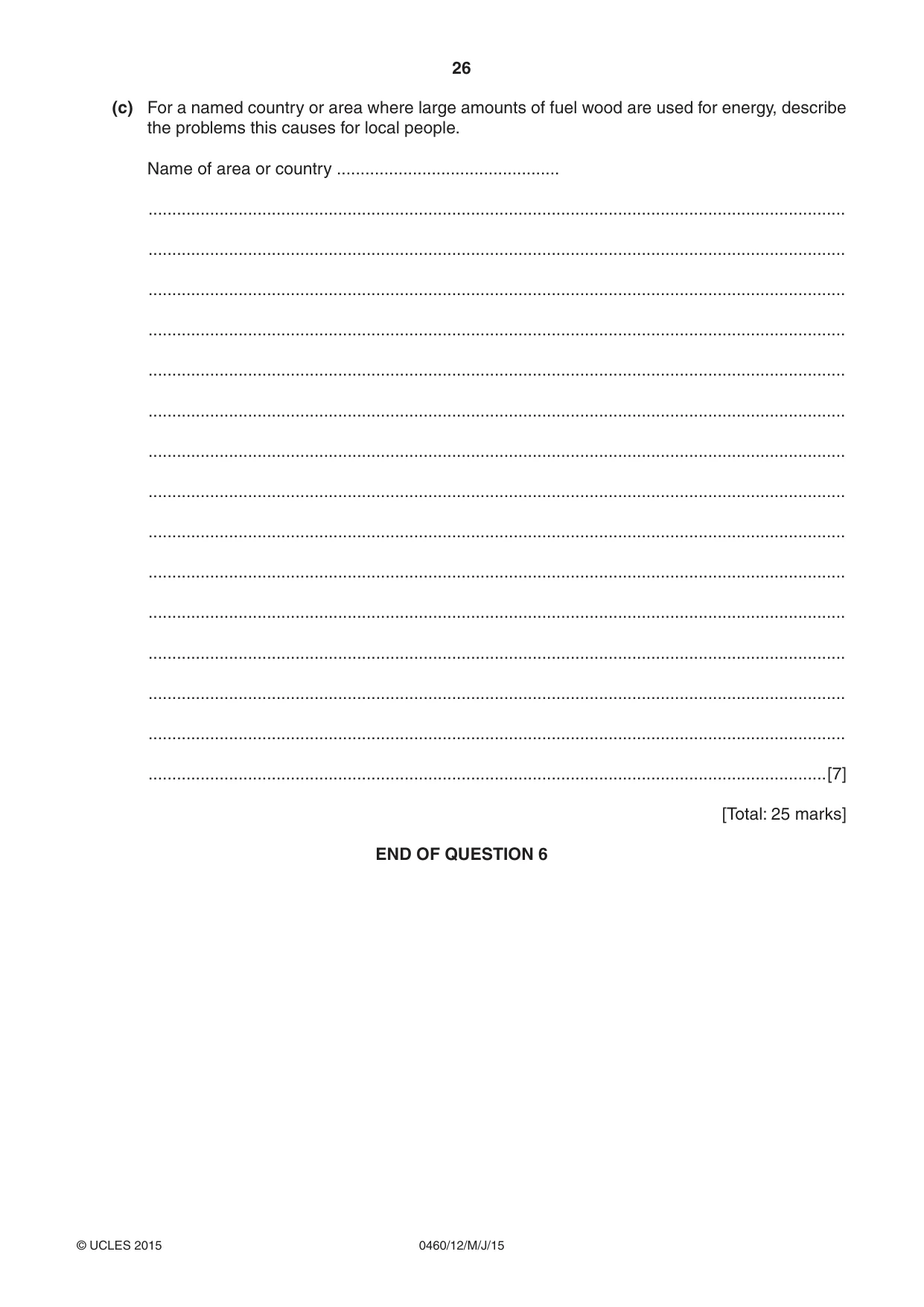 Cambridge IGCSE Geography 0460 2015 May/June Paper 1 · Variant 2 question paper, page 26 of 28
