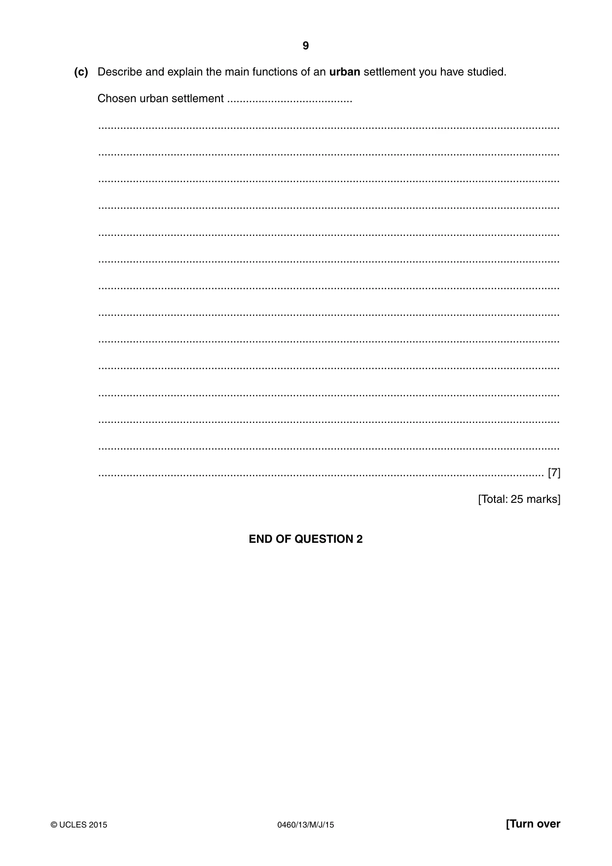 Cambridge IGCSE Geography 0460 2015 May/June Paper 1 · Variant 3 question paper, page 9 of 28