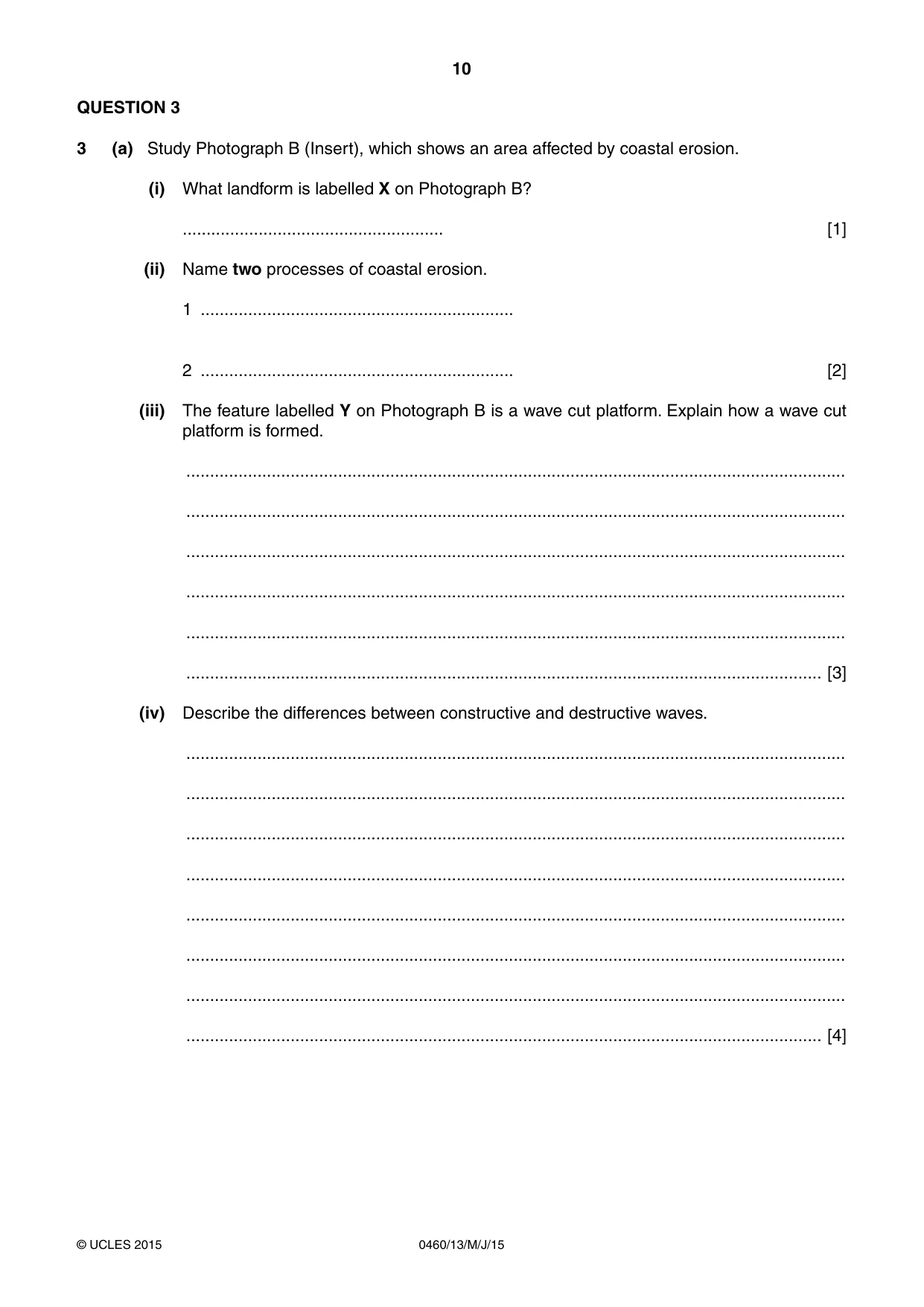 Cambridge IGCSE Geography 0460 2015 May/June Paper 1 · Variant 3 question paper, page 10 of 28