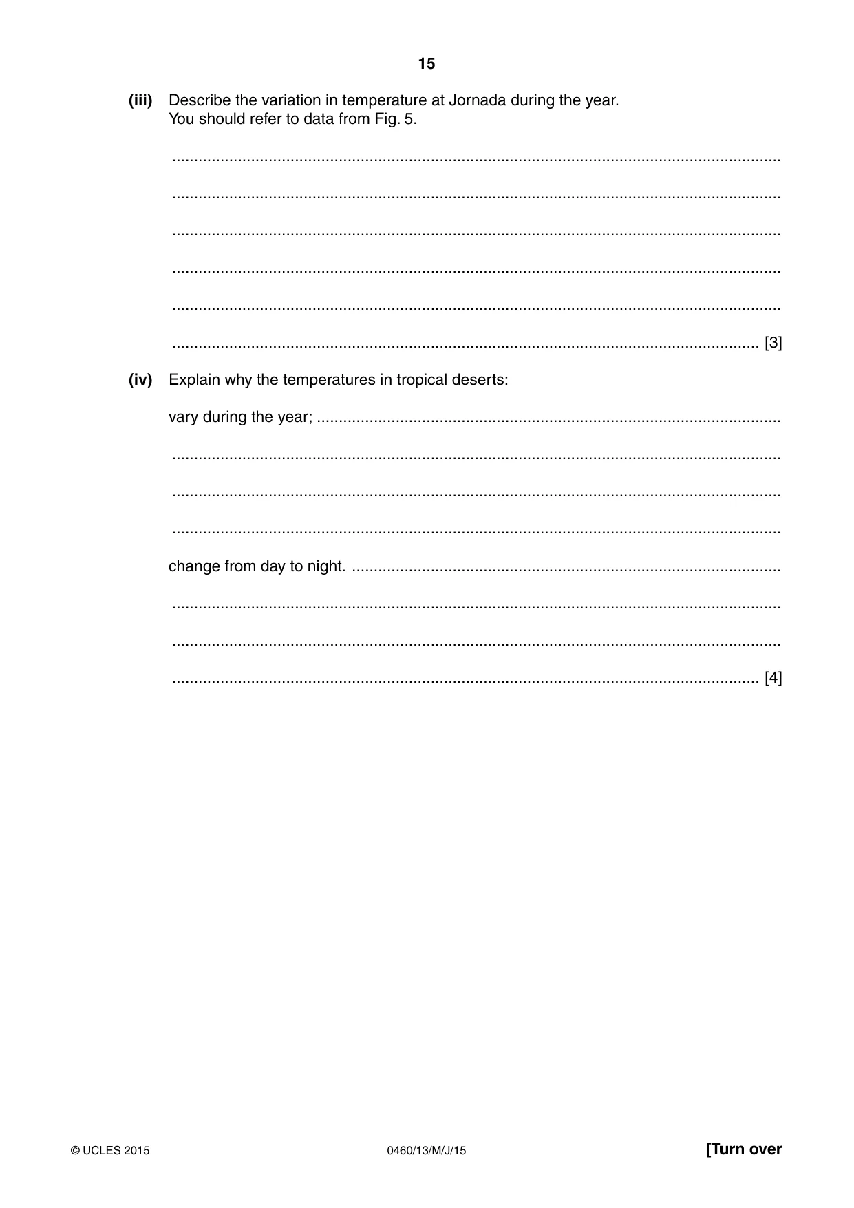 Cambridge IGCSE Geography 0460 2015 May/June Paper 1 · Variant 3 question paper, page 15 of 28