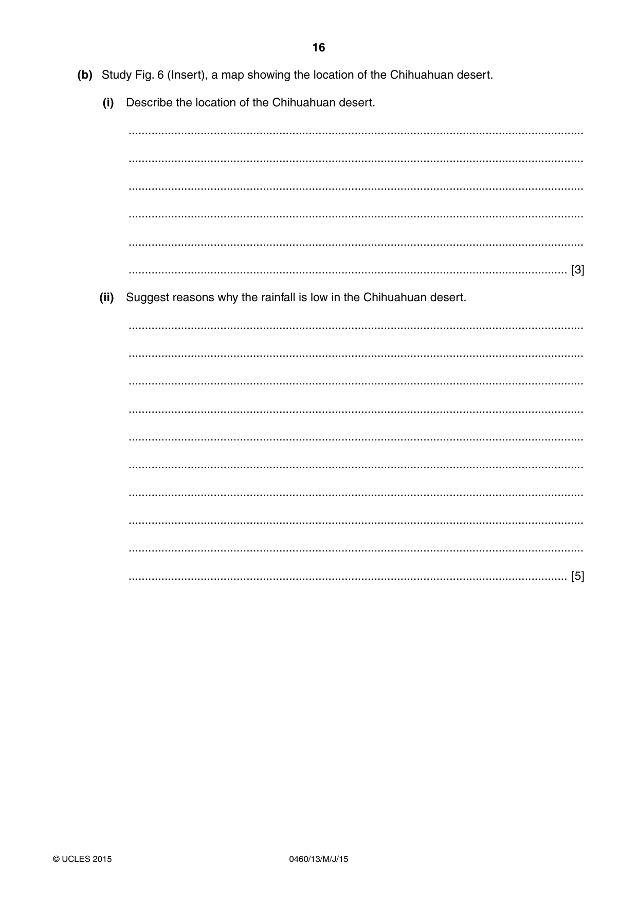 Cambridge IGCSE Geography 0460 2015 May/June Paper 1 · Variant 3 question paper, page 16 of 28