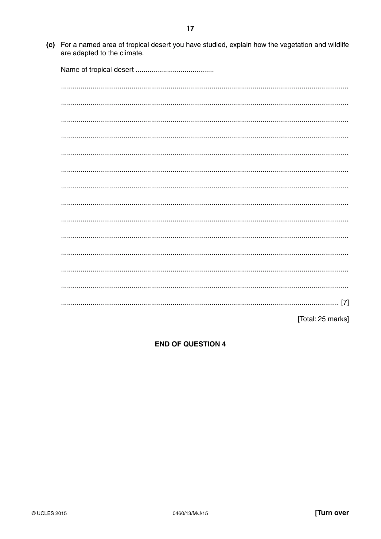 Cambridge IGCSE Geography 0460 2015 May/June Paper 1 · Variant 3 question paper, page 17 of 28