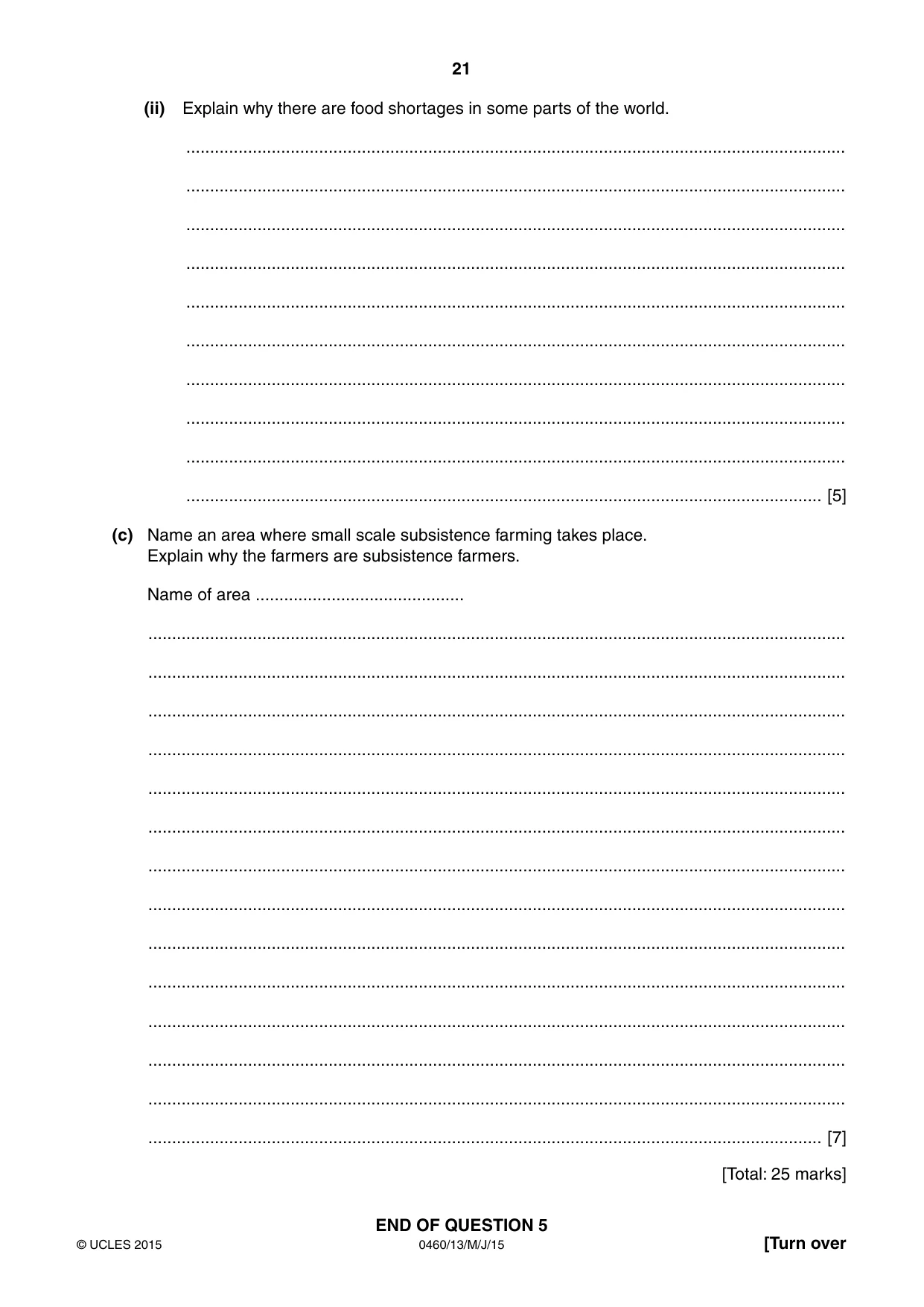 Cambridge IGCSE Geography 0460 2015 May/June Paper 1 · Variant 3 question paper, page 21 of 28