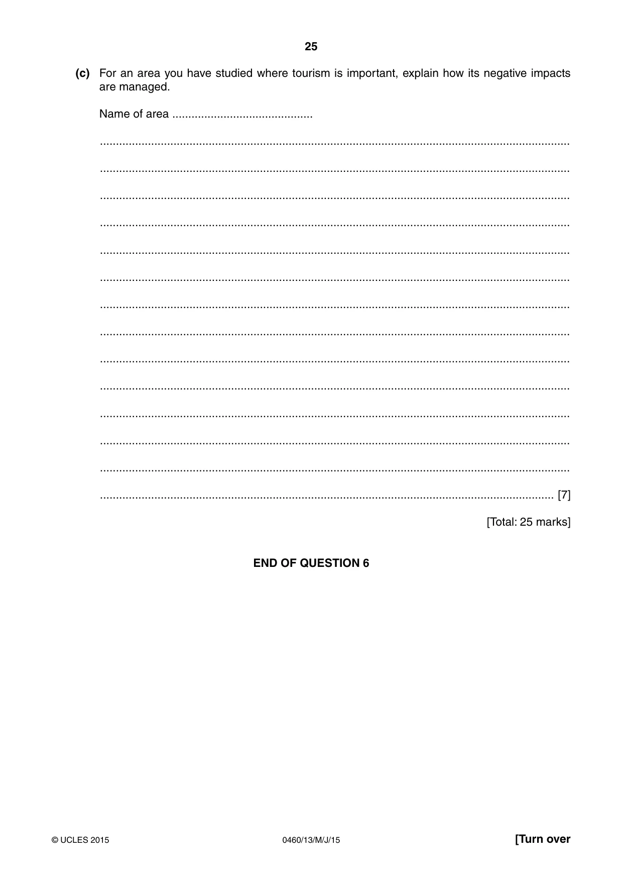 Cambridge IGCSE Geography 0460 2015 May/June Paper 1 · Variant 3 question paper, page 25 of 28