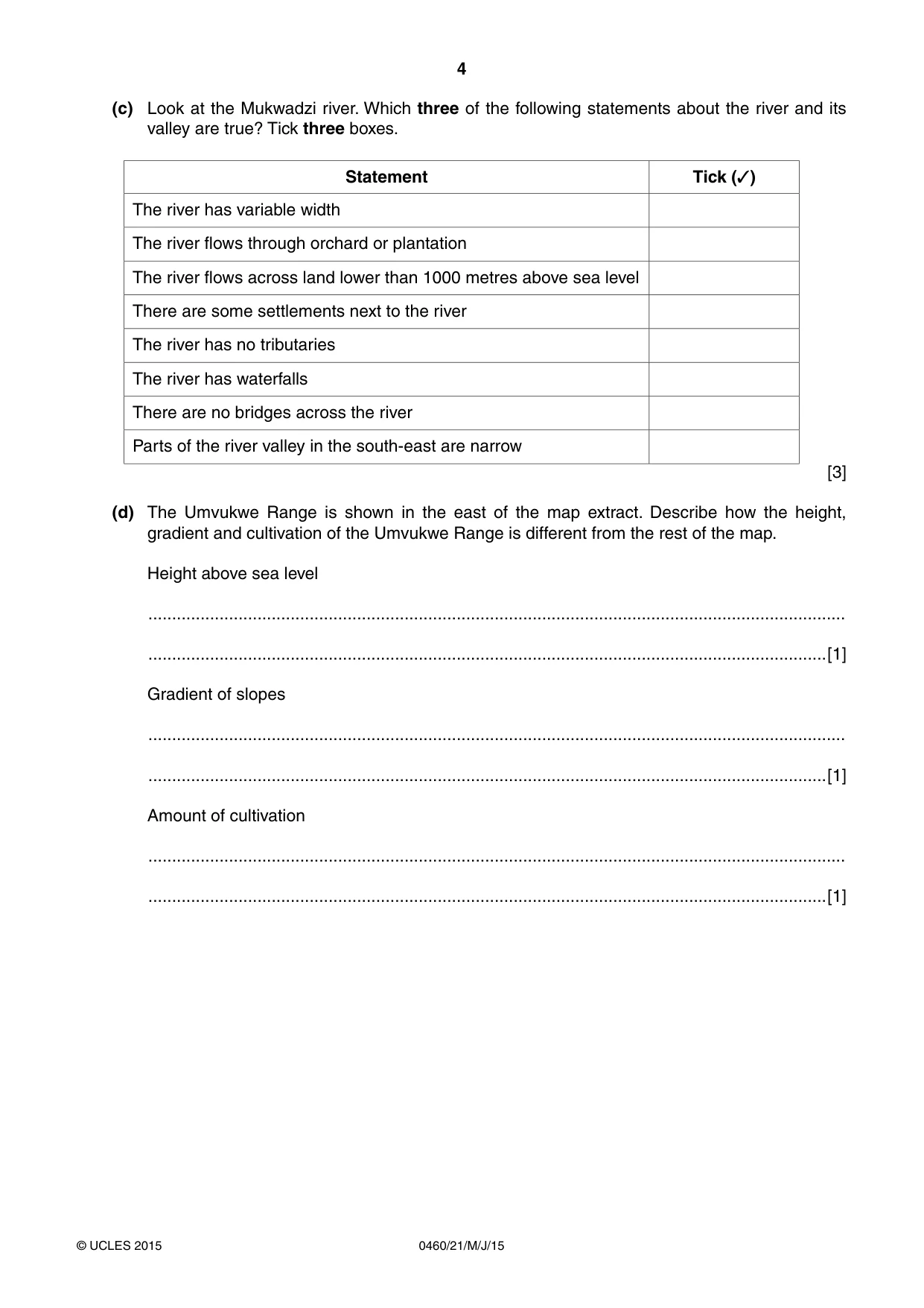 Cambridge IGCSE Geography 0460 2015 May/June Paper 2 · Variant 1 question paper, page 4 of 16