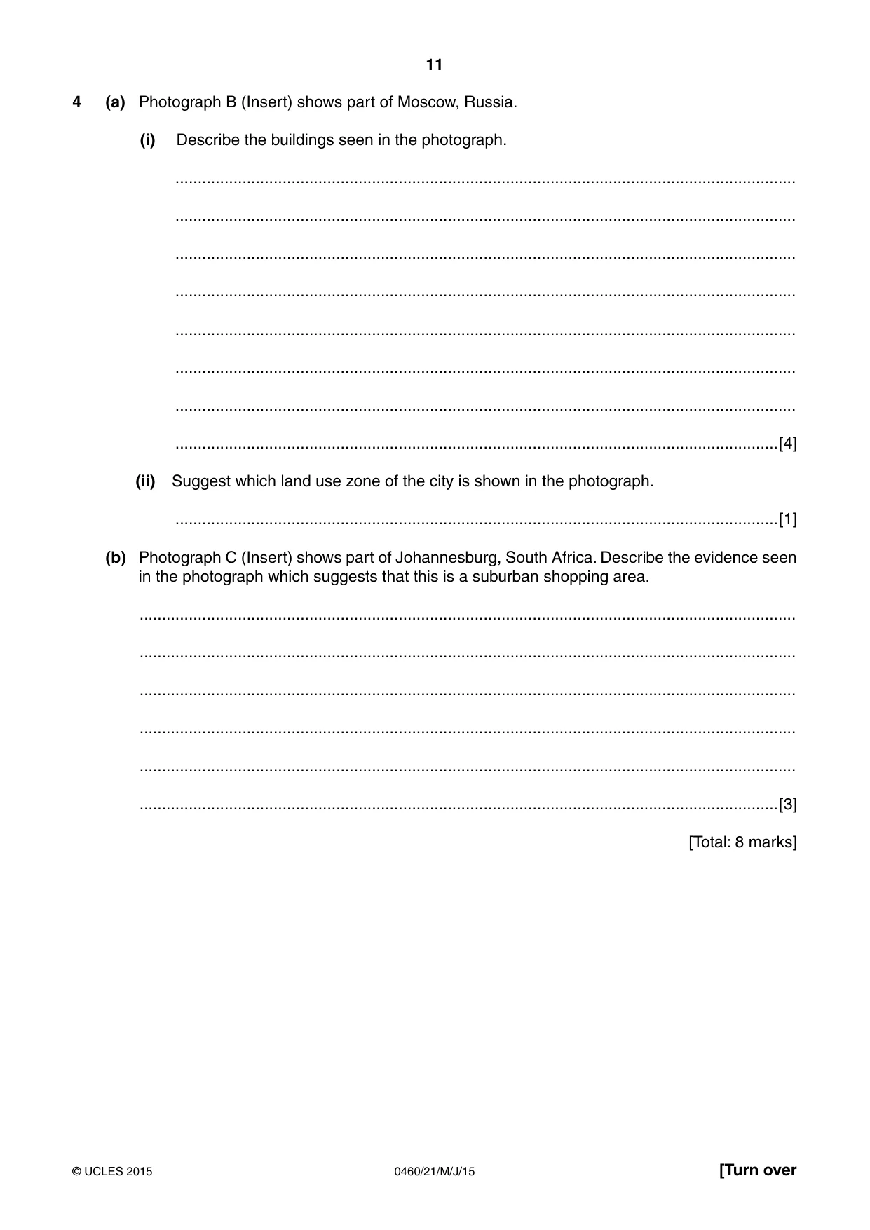 Cambridge IGCSE Geography 0460 2015 May/June Paper 2 · Variant 1 question paper, page 11 of 16