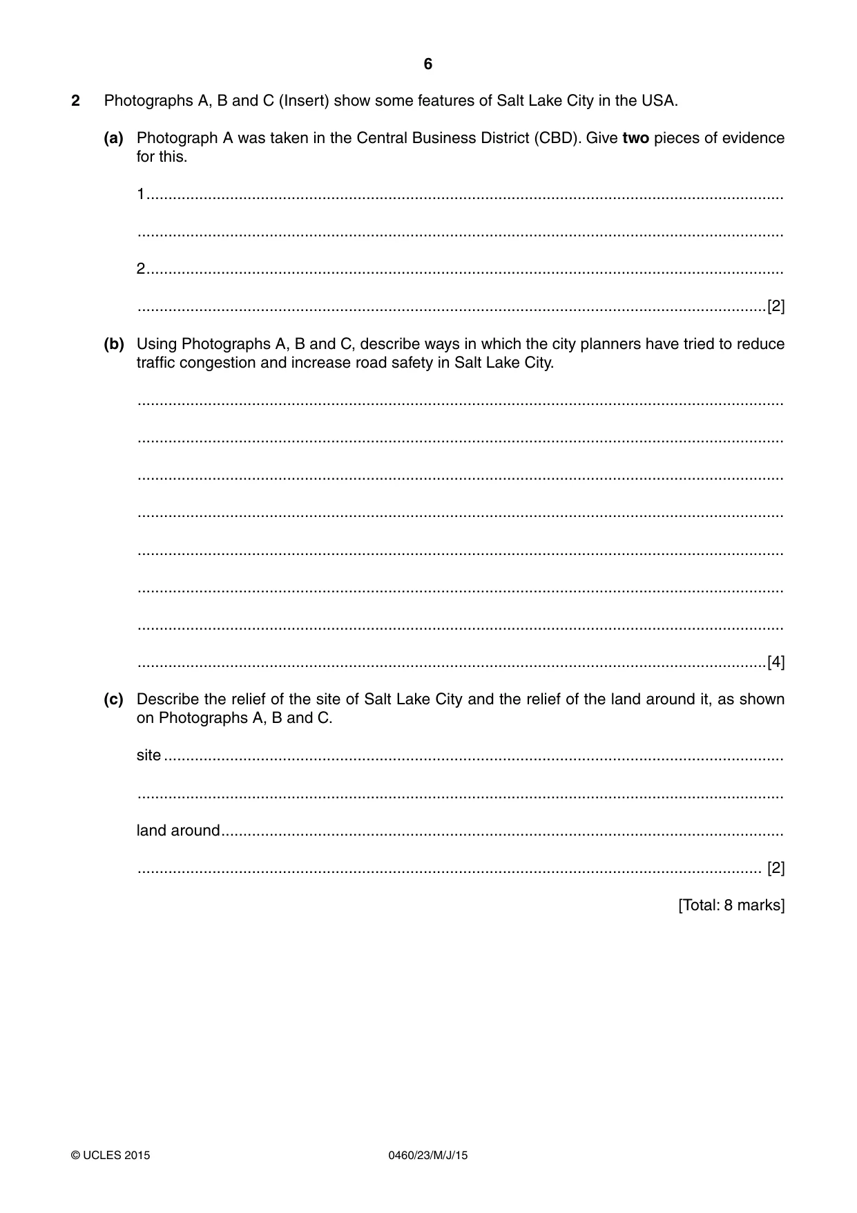 Cambridge IGCSE Geography 0460 2015 May/June Paper 2 · Variant 3 question paper, page 6 of 16