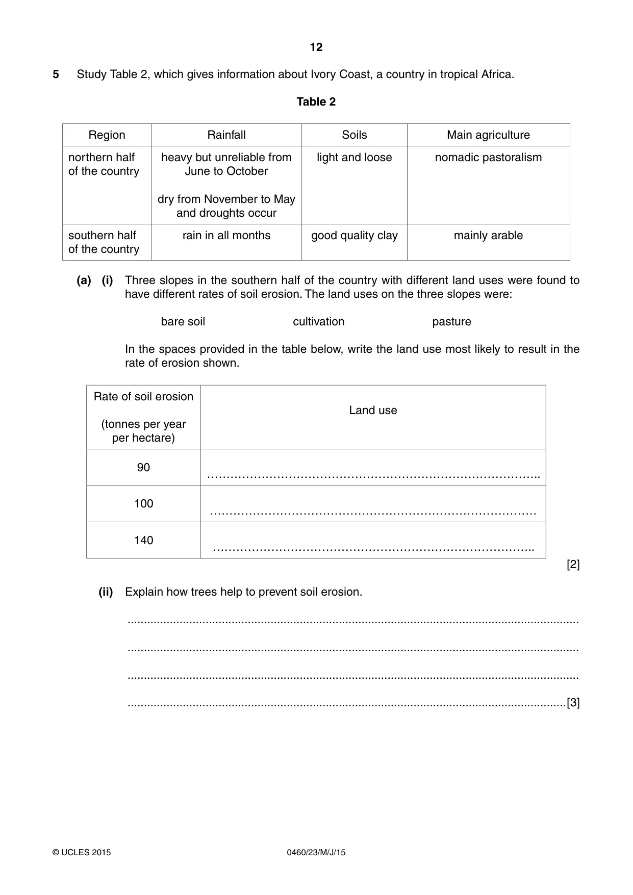 Cambridge IGCSE Geography 0460 2015 May/June Paper 2 · Variant 3 question paper, page 12 of 16