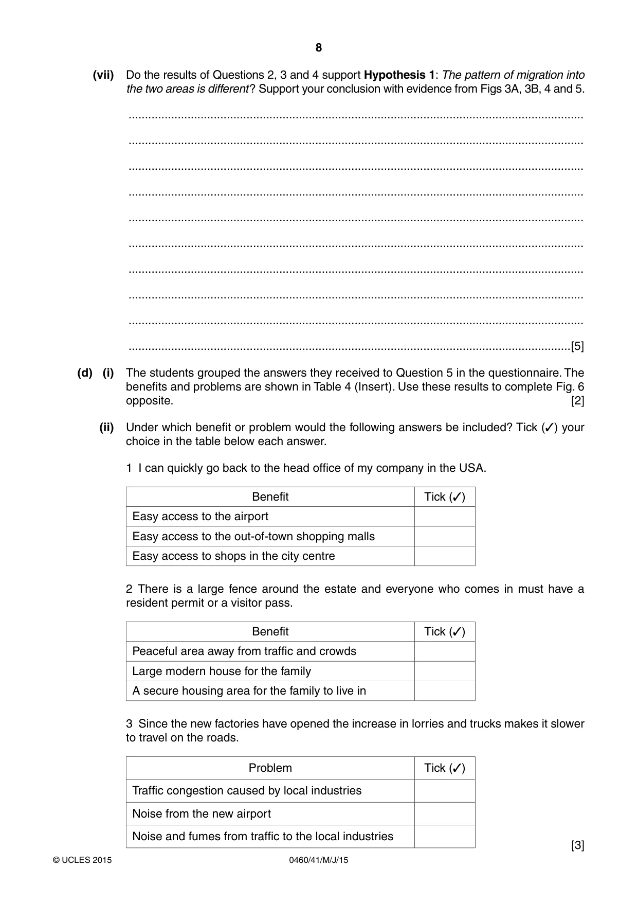 Cambridge IGCSE Geography 0460 2015 May/June Paper 4 · Variant 1 question paper, page 8 of 20