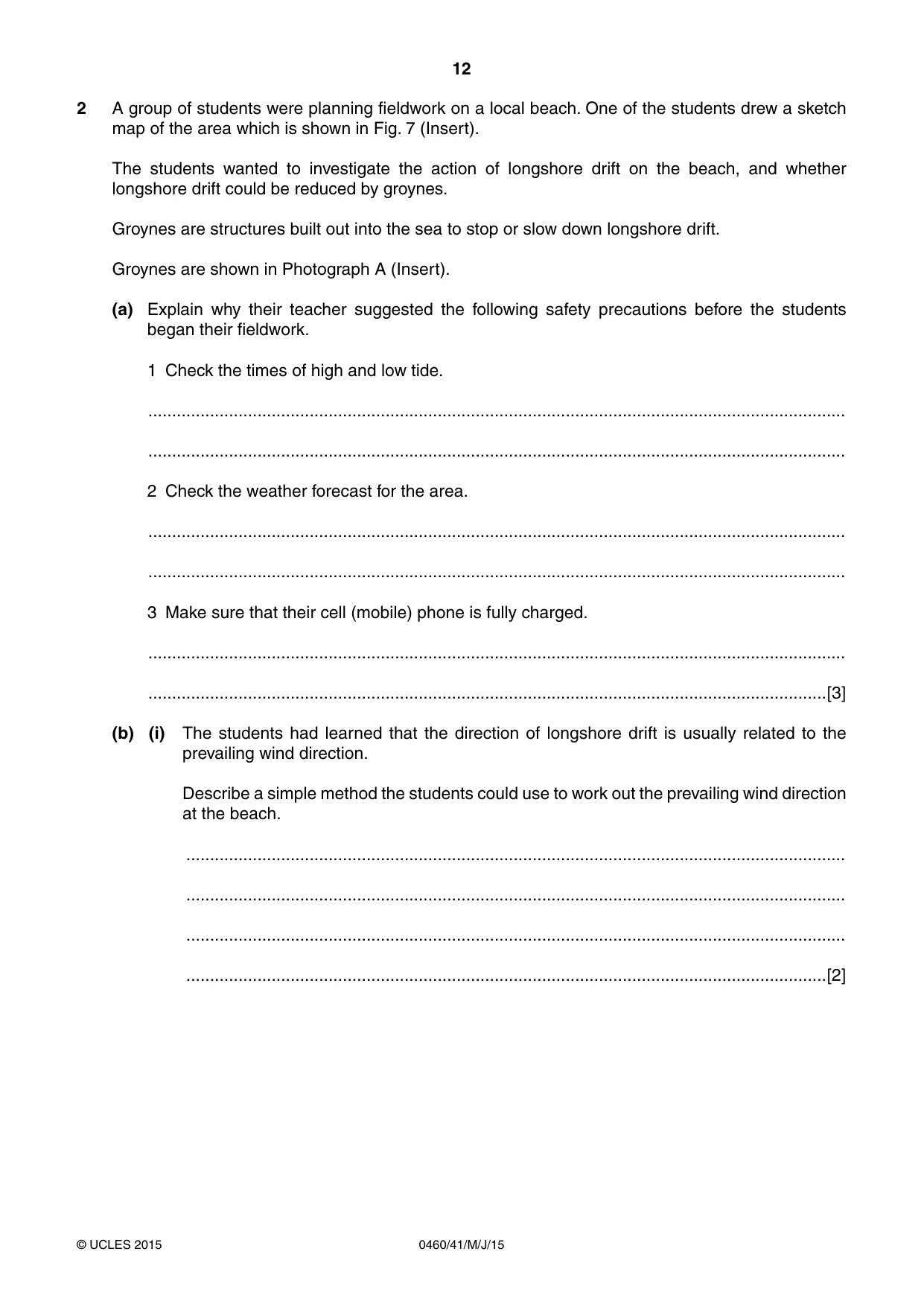 Cambridge IGCSE Geography 0460 2015 May/June Paper 4 · Variant 1 question paper, page 12 of 20