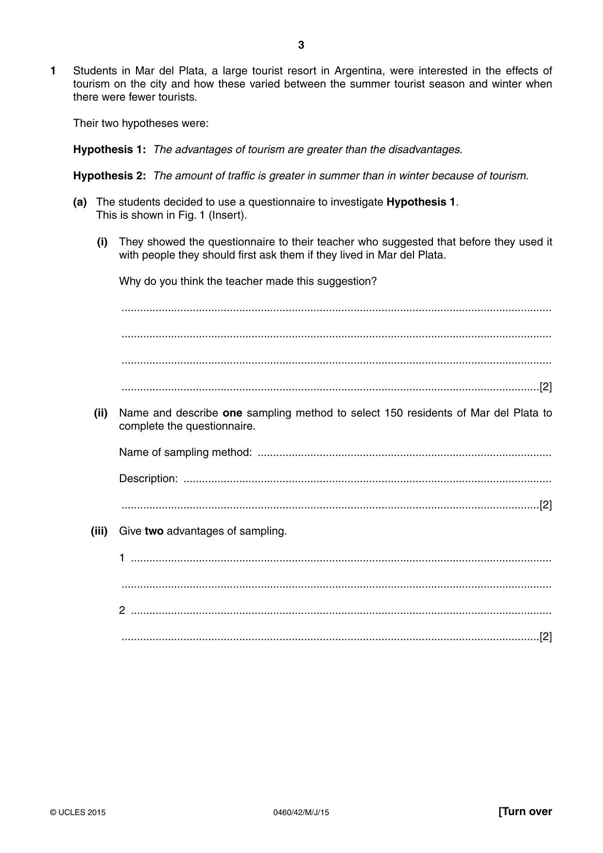 Cambridge IGCSE Geography 0460 2015 May/June Paper 4 · Variant 2 question paper, page 3 of 16
