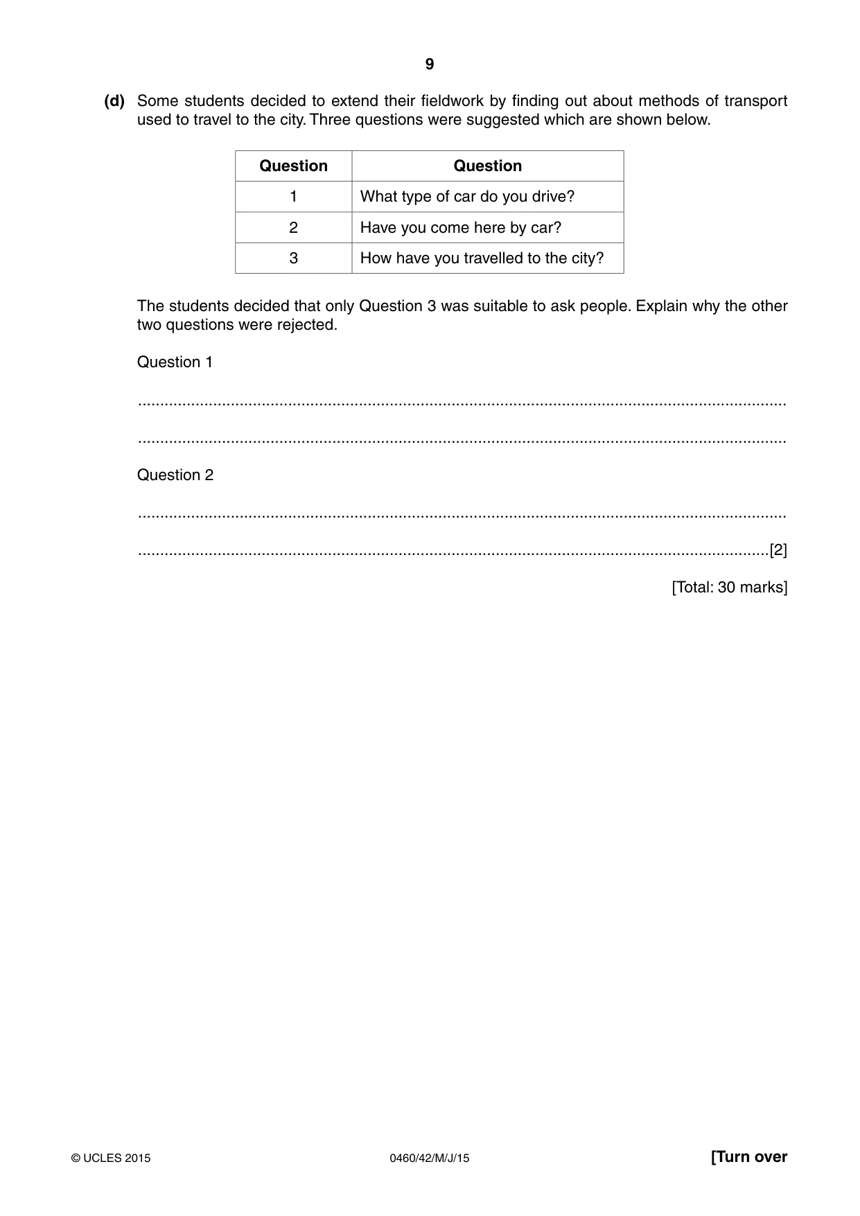Cambridge IGCSE Geography 0460 2015 May/June Paper 4 · Variant 2 question paper, page 9 of 16