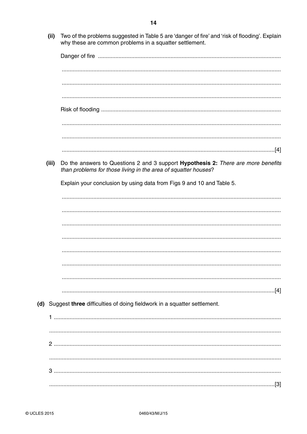 Cambridge IGCSE Geography 0460 2015 May/June Paper 4 · Variant 3 question paper, page 14 of 16