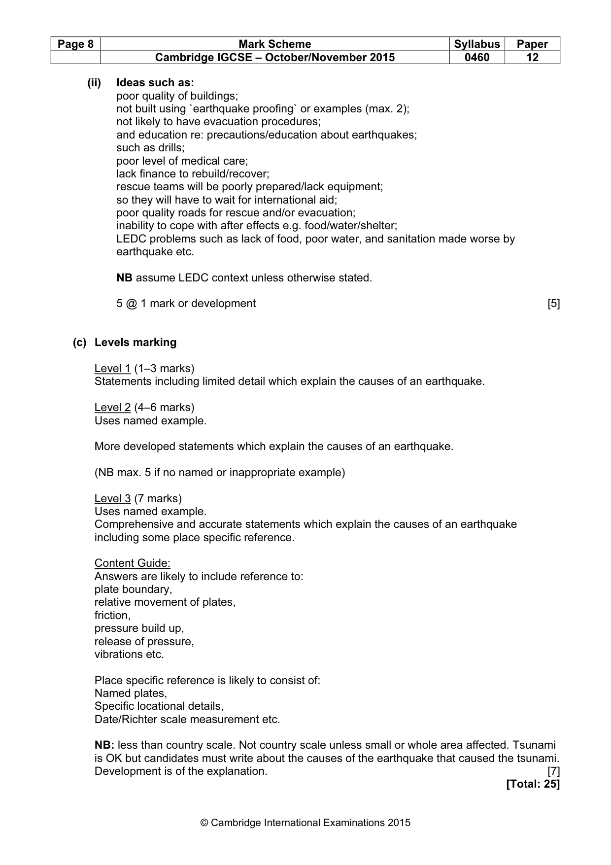 Mark scheme, page 8 of 15
